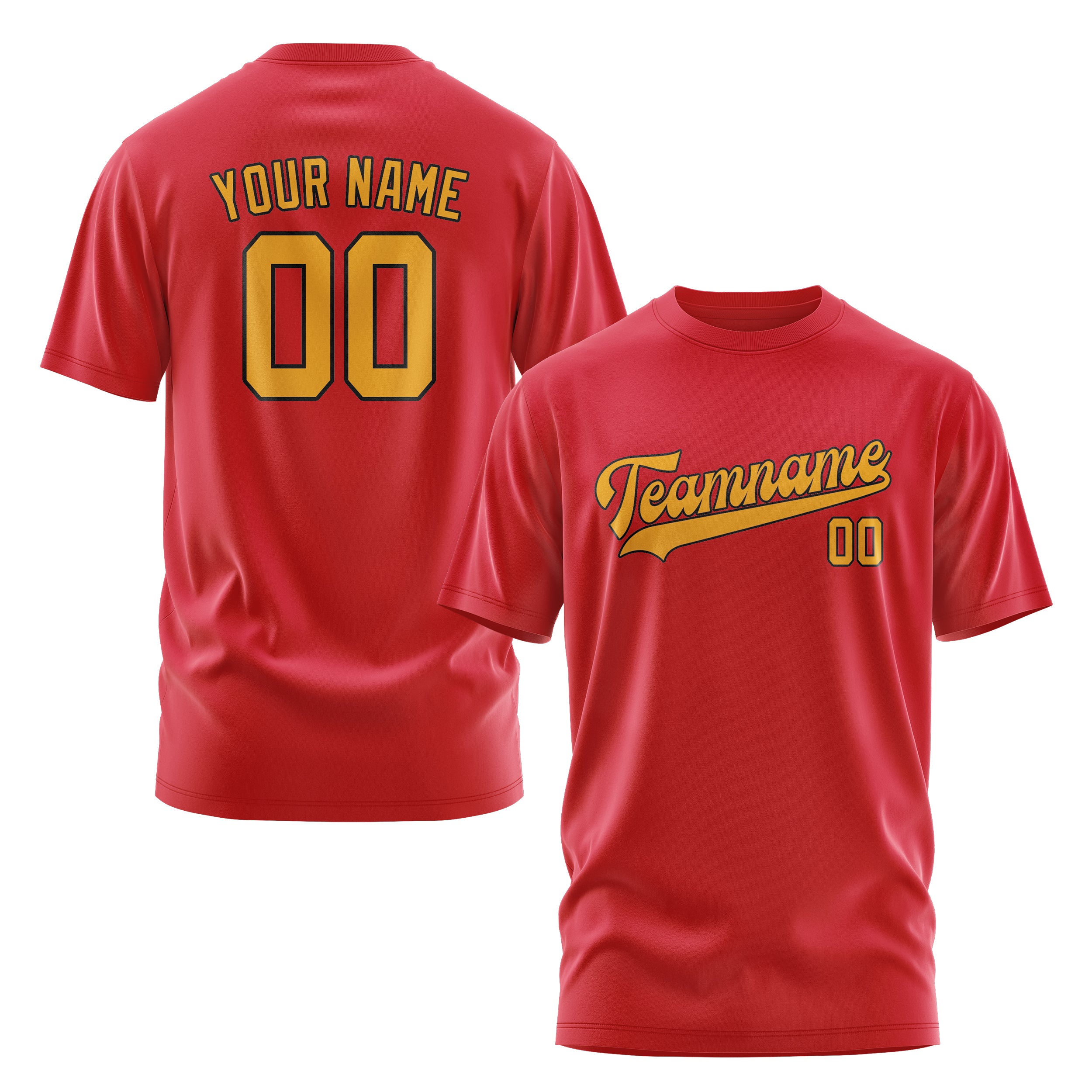 Maßgeschneidertes Rot Gelb T-Shirt