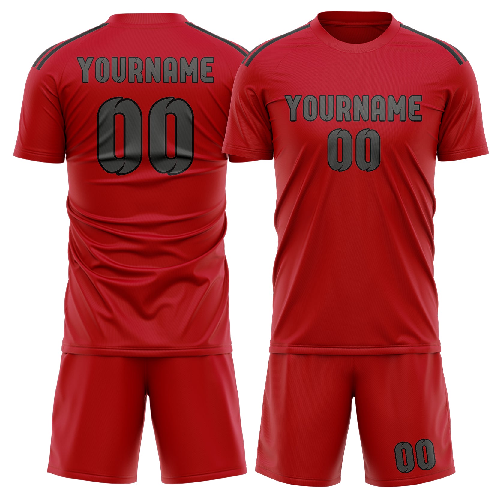 Maßgeschneidertes Professionelles Rot Dunkelgrau Fußballtrikot-Set