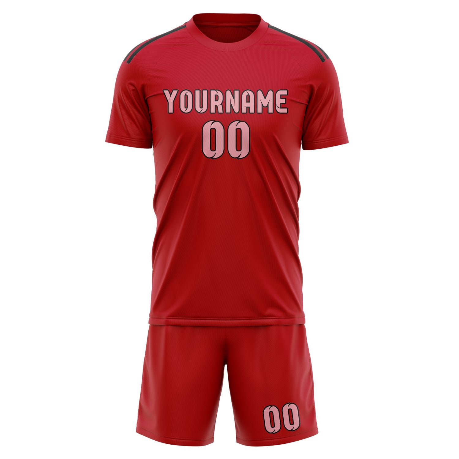 Maßgeschneidertes Professionelles Rot Rosa Fußballtrikot-Set