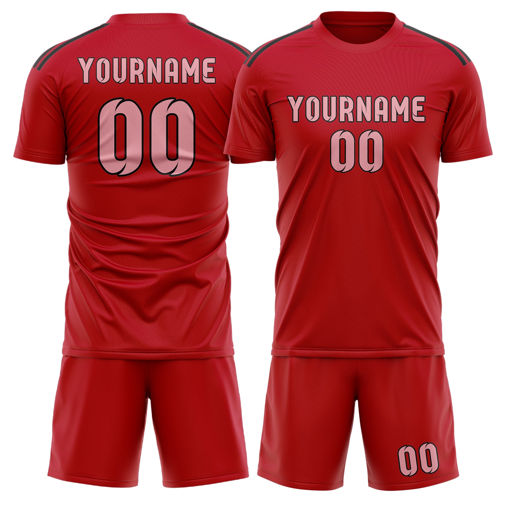 Maßgeschneidertes Professionelles Rot Rosa Fußballtrikot-Set