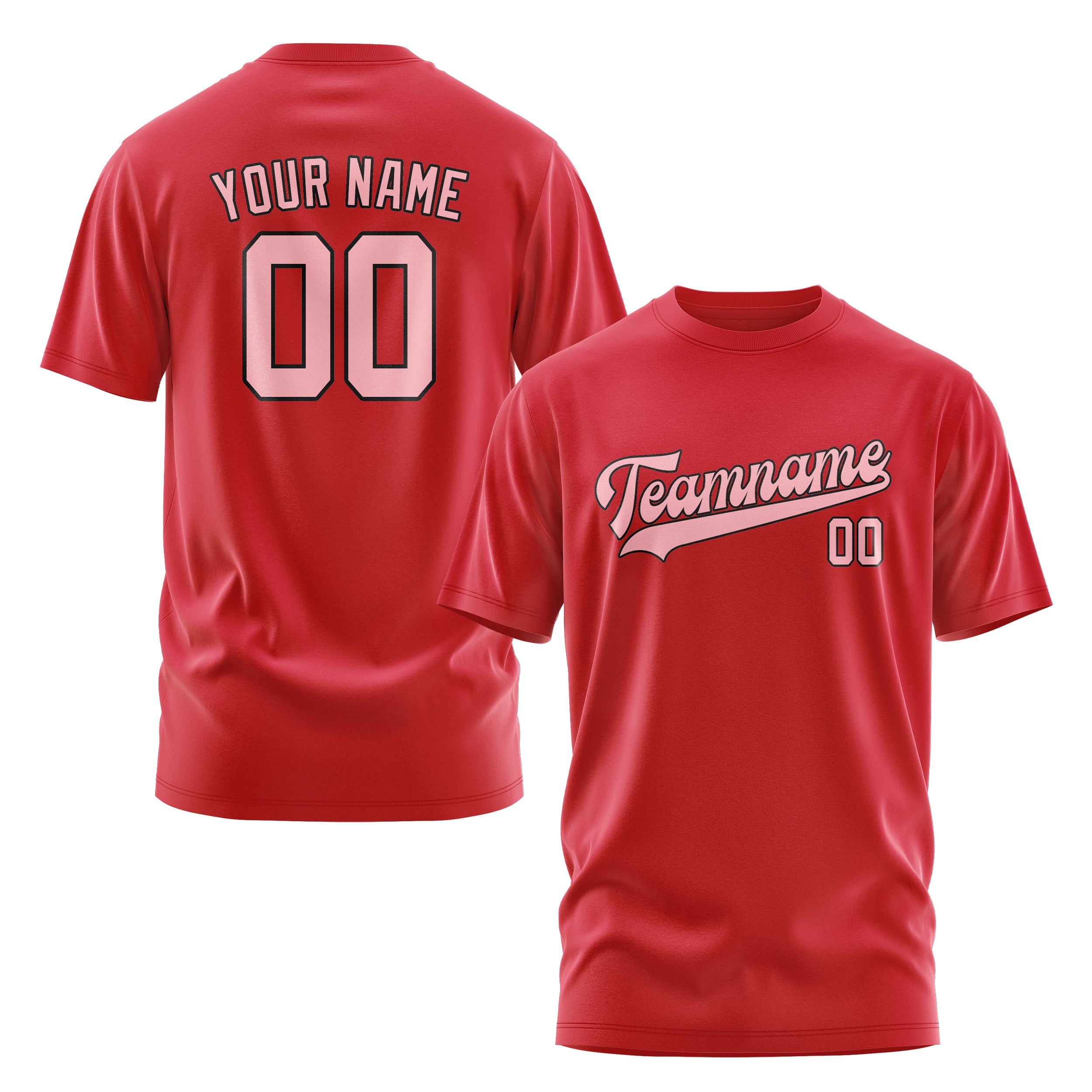Maßgeschneidertes Rot Rosa T-Shirt