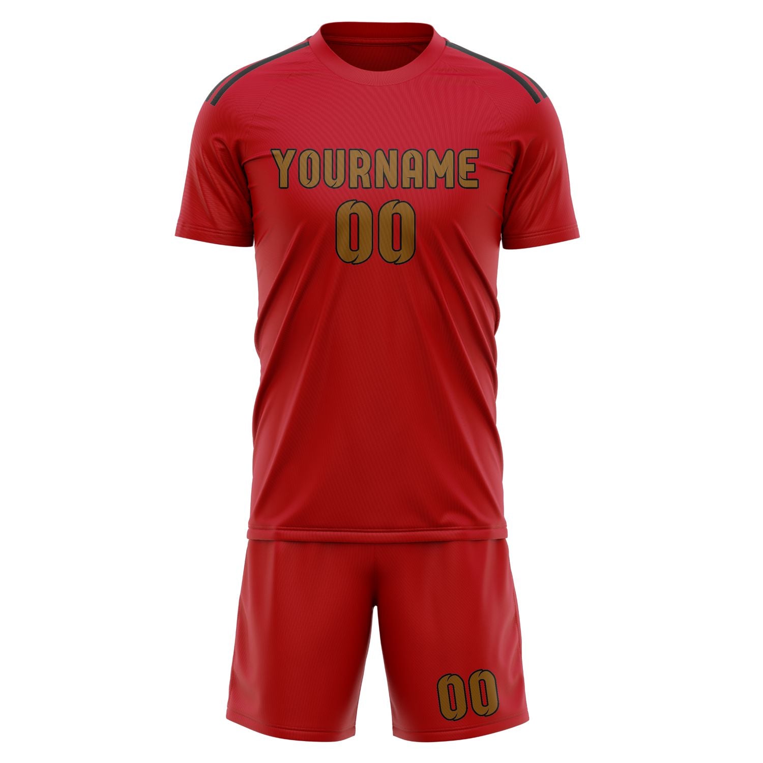 Maßgeschneidertes Professionelles Rot Khaki Fußballtrikot-Set