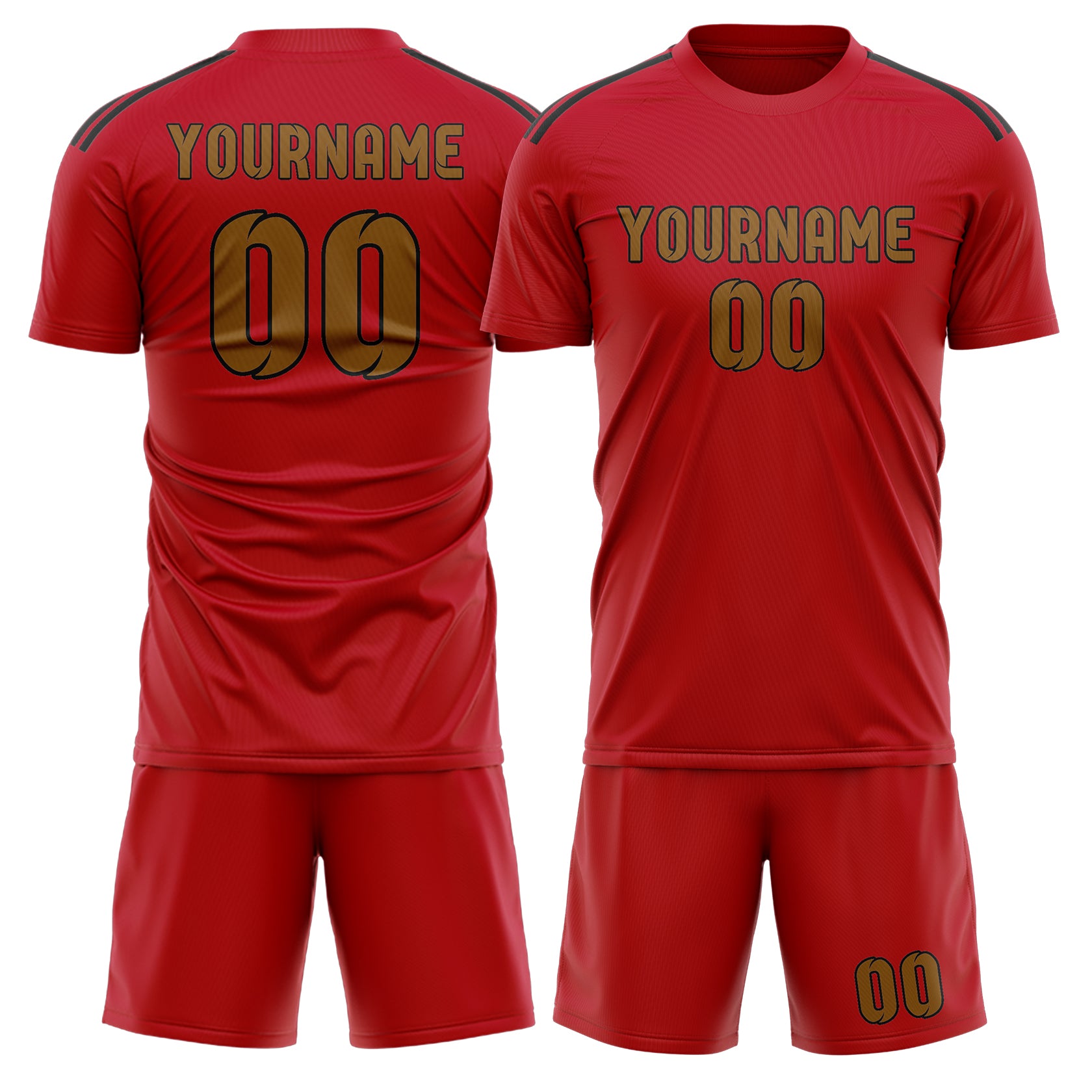 Maßgeschneidertes Professionelles Rot Khaki Fußballtrikot-Set