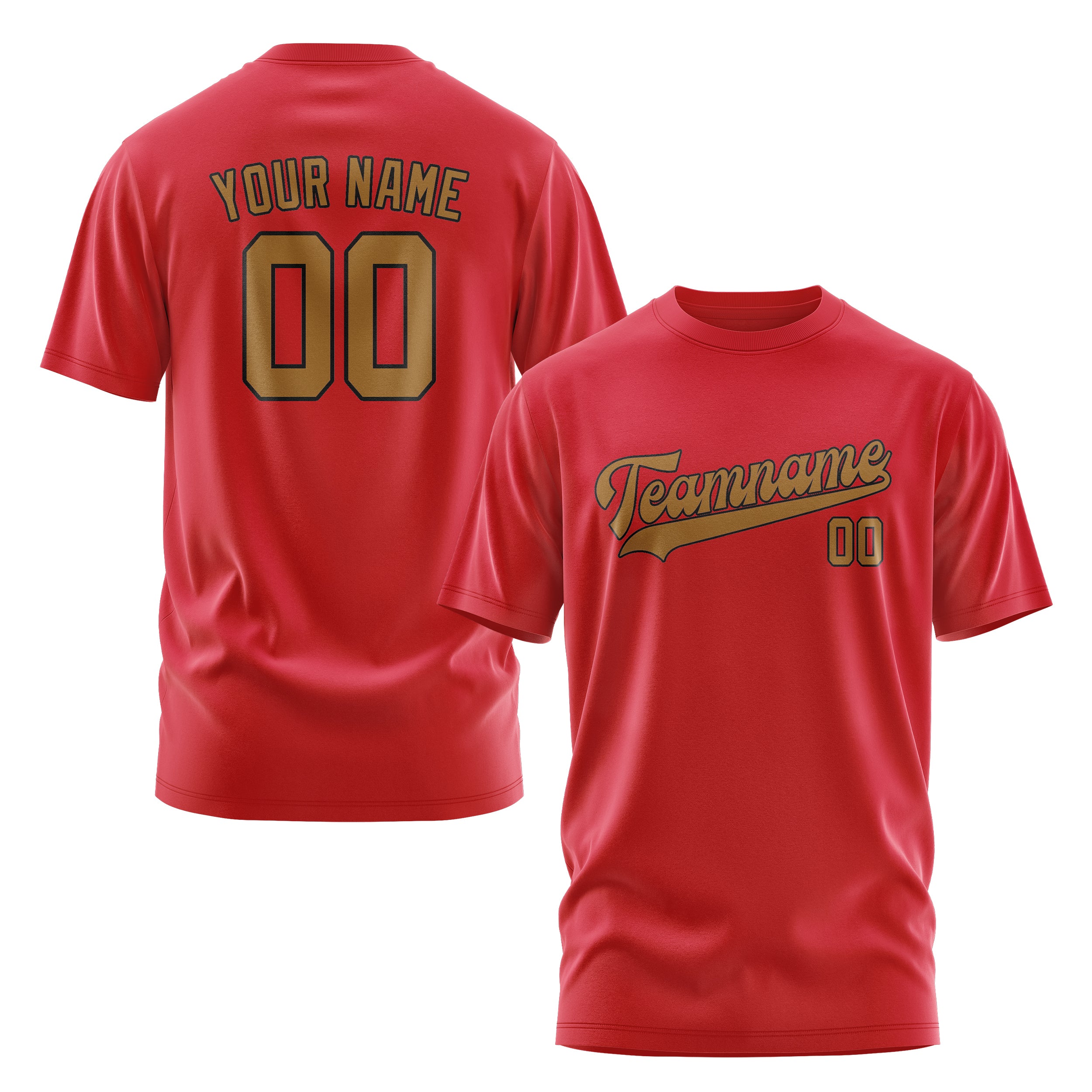 Maßgeschneidertes Rot Khaki T-Shirt