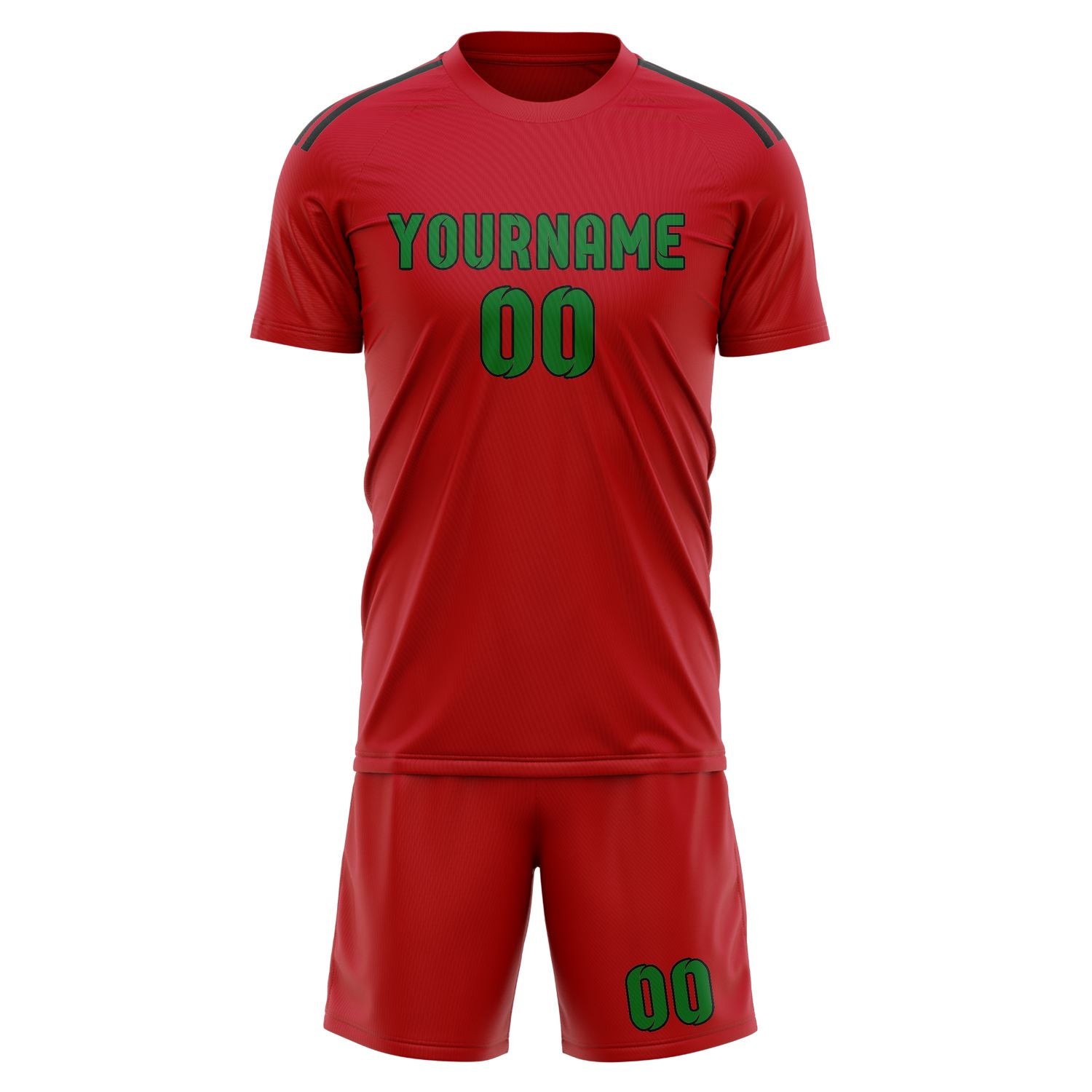 Maßgeschneidertes Professionelles Rot Smaragdgrün Fußballtrikot-Set