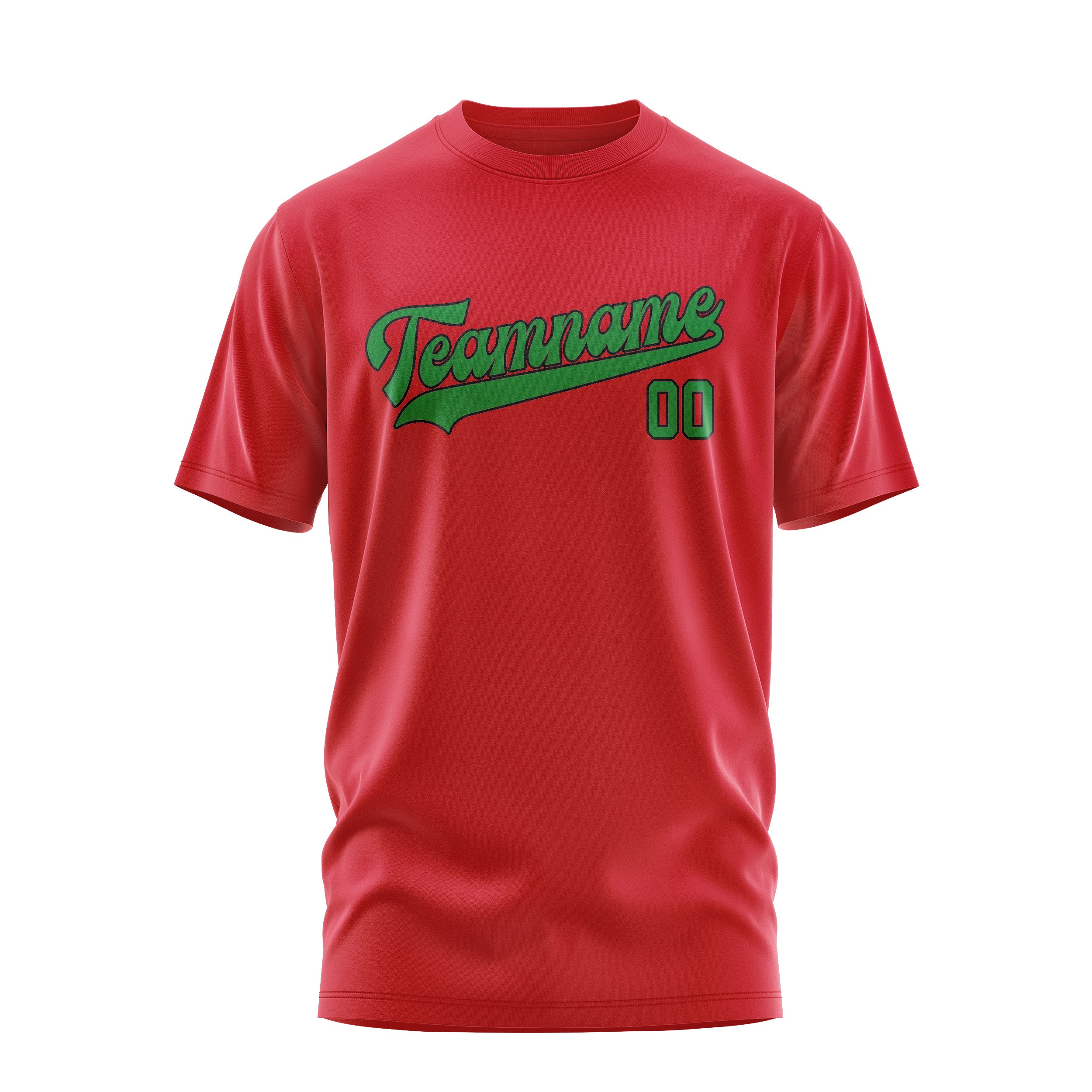 Maßgeschneidertes Rot Smaragdgrün T-Shirt