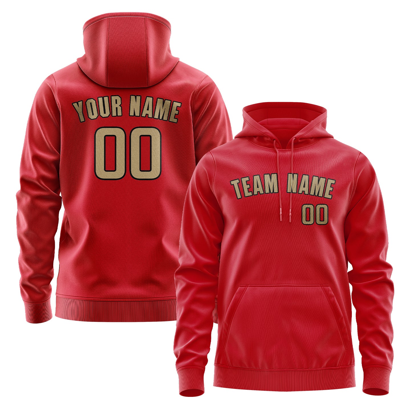 Maßgeschneidertes Rot Hellkhaki Hoodie