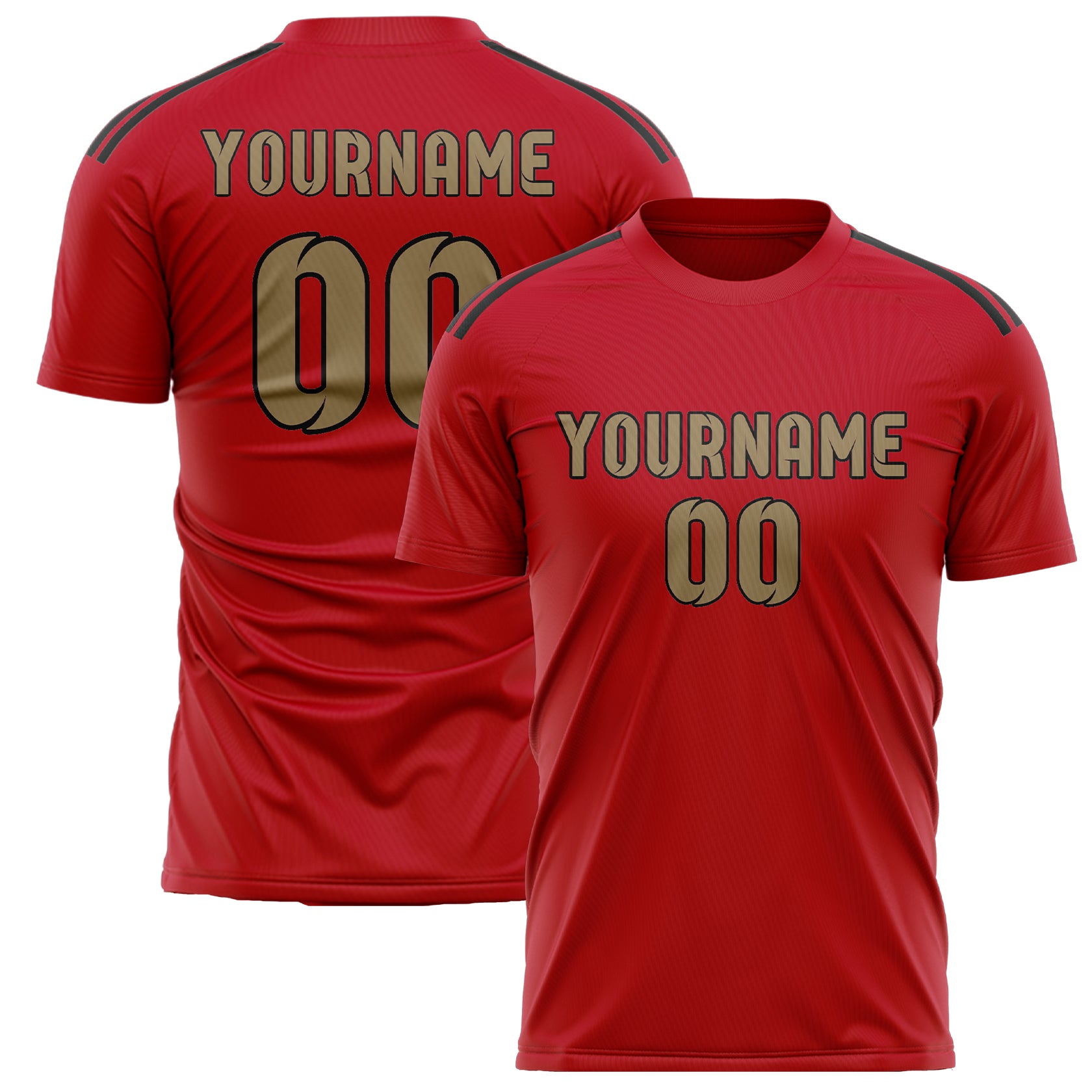 Benutzerdefiniertes Professionelles Rot Hellkhaki Fußballtrikot