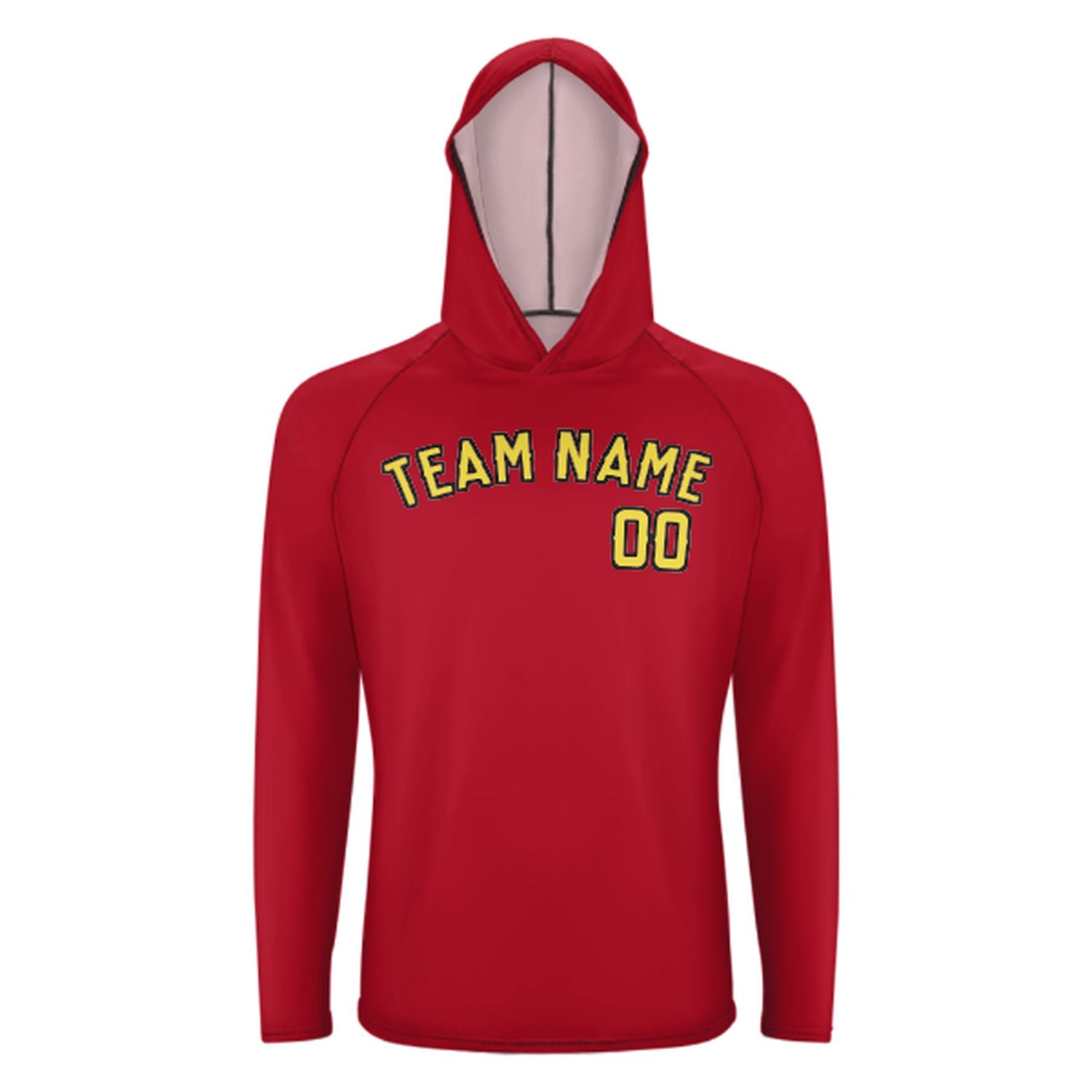 Maßgeschneidertes Rot Blassgelb UV-Hoodie