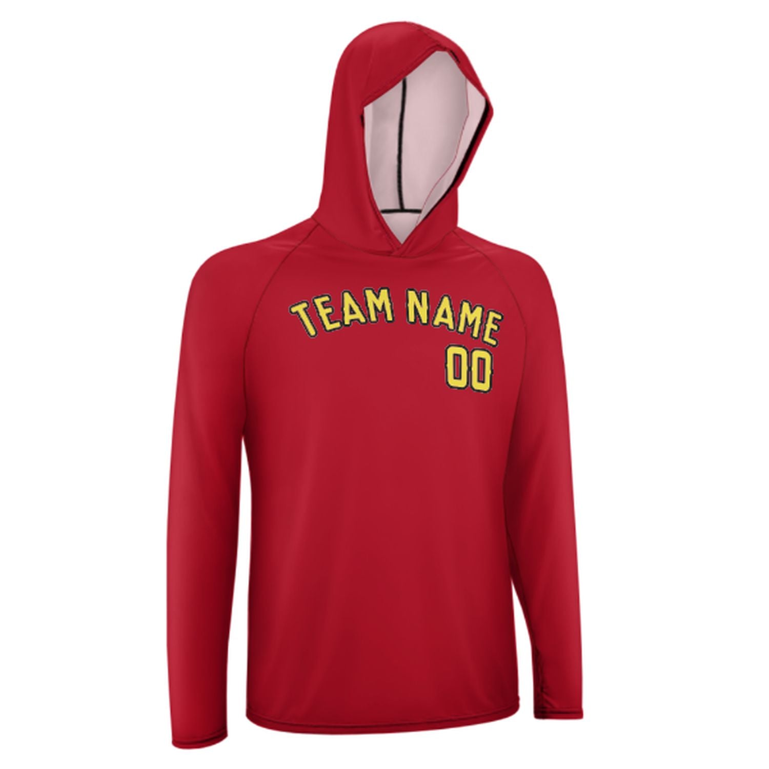 Maßgeschneidertes Rot Blassgelb UV-Hoodie