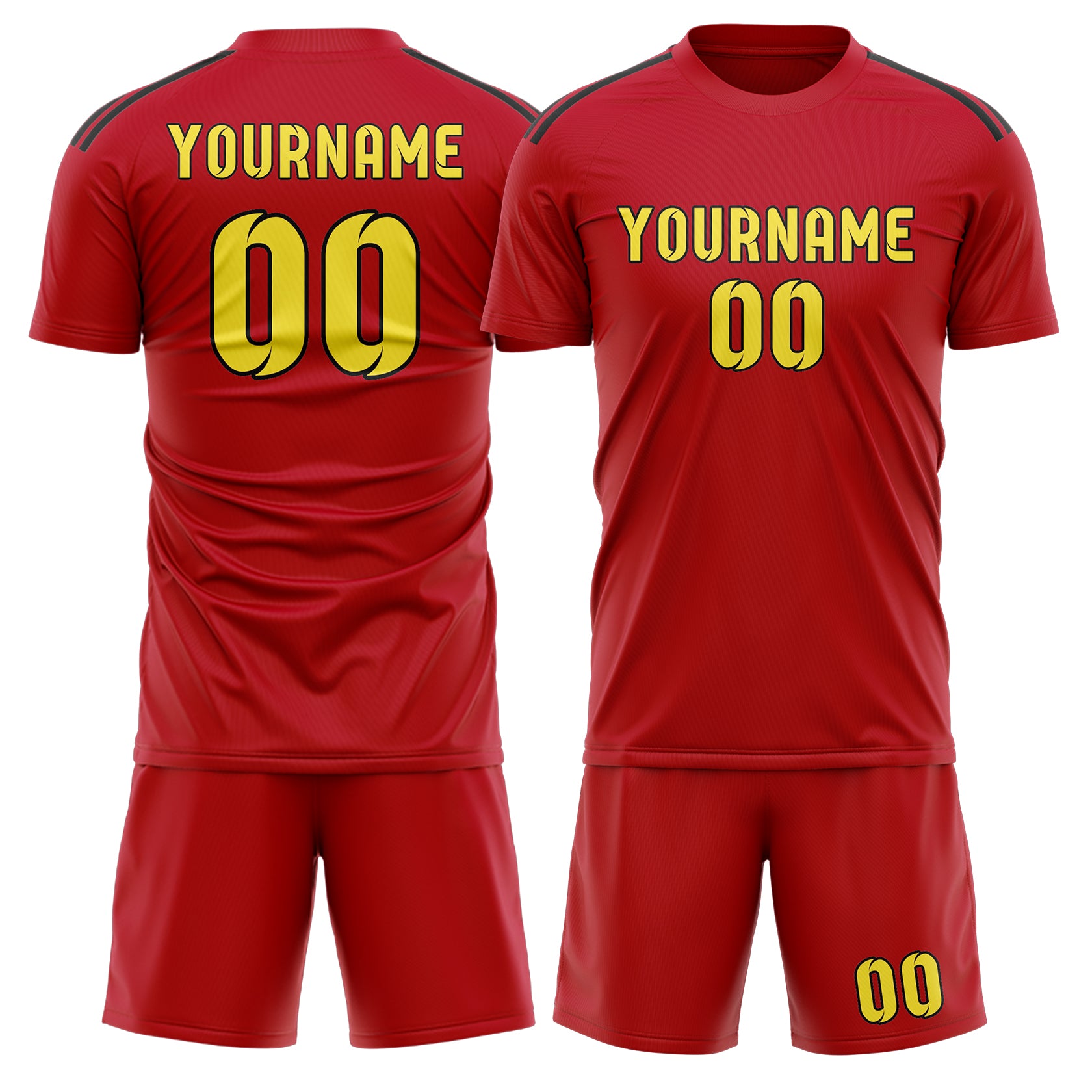 Maßgeschneidertes Professionelles Rot Blassgelb Fußballtrikot-Set