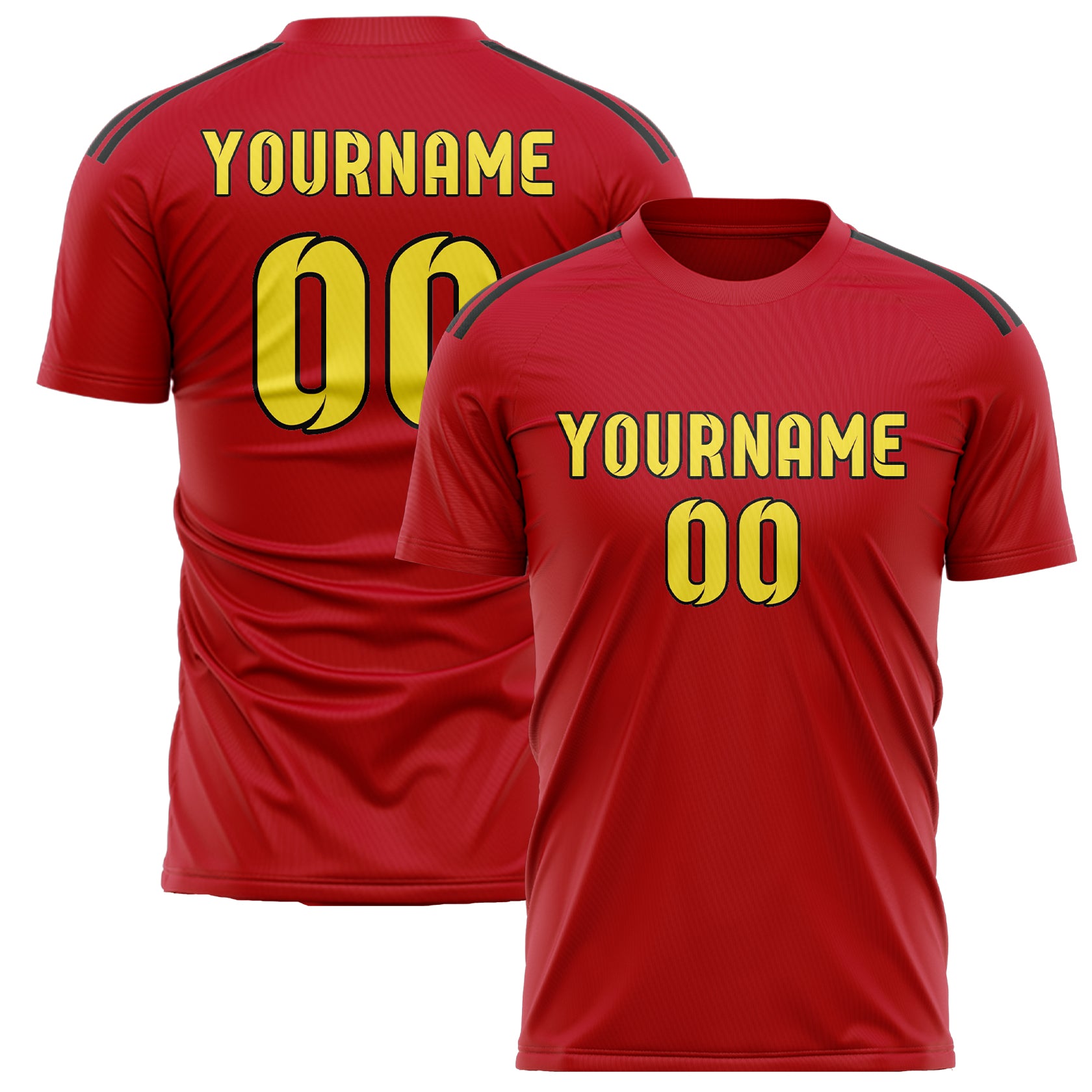 Benutzerdefiniertes Professionelles Rot Blassgelb Fußballtrikot