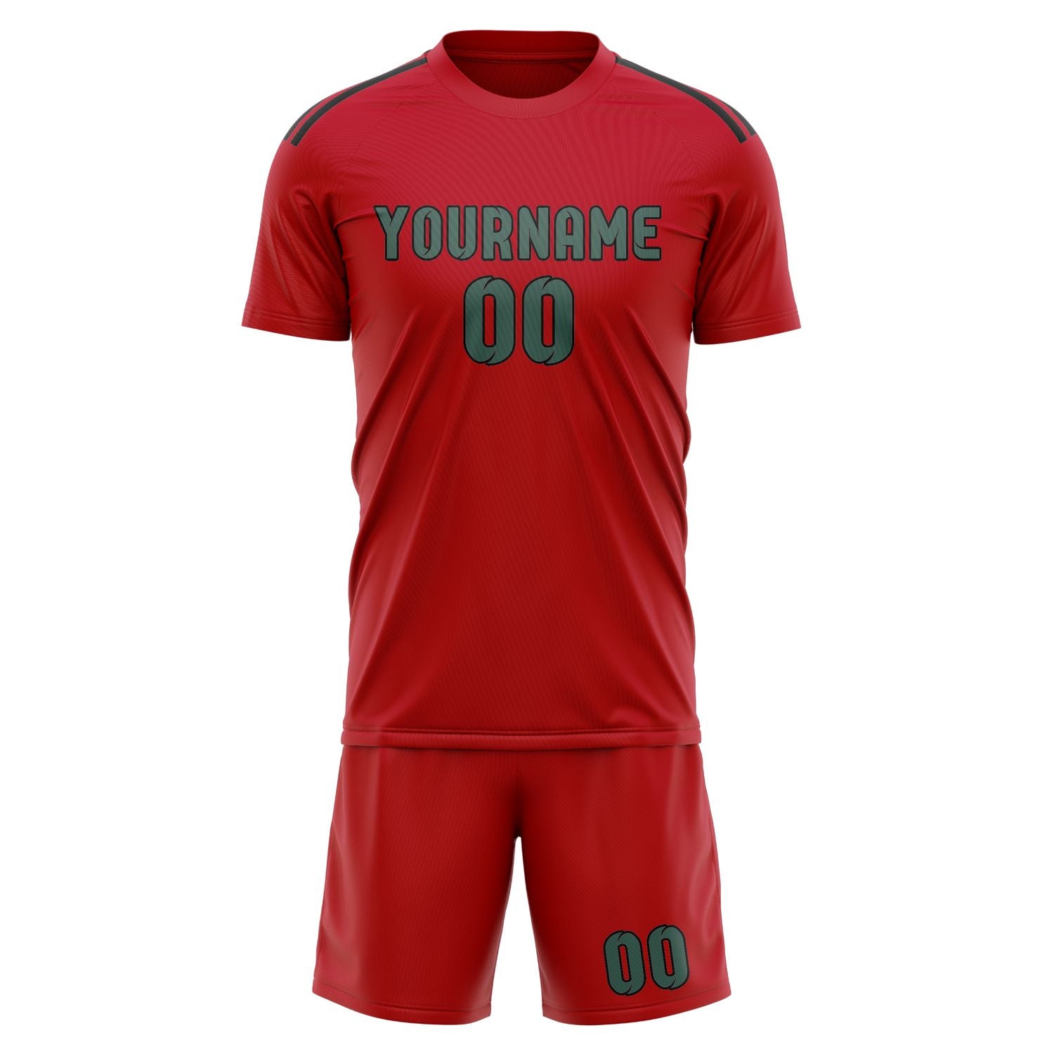 Maßgeschneidertes Professionelles Rot Blaugrün Fußballtrikot-Set