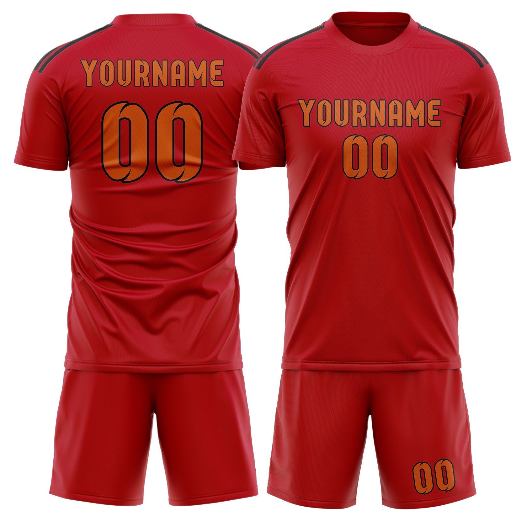 Maßgeschneidertes Professionelles Rot Orange Fußballtrikot-Set