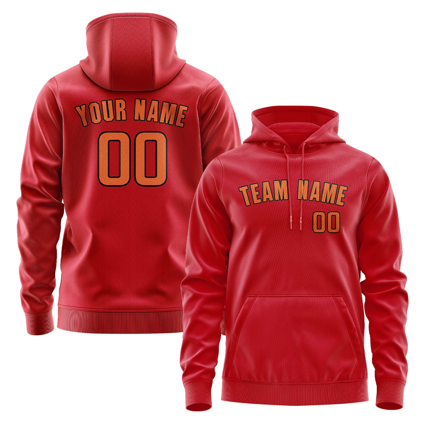 Maßgeschneidertes Rot Orange Hoodie