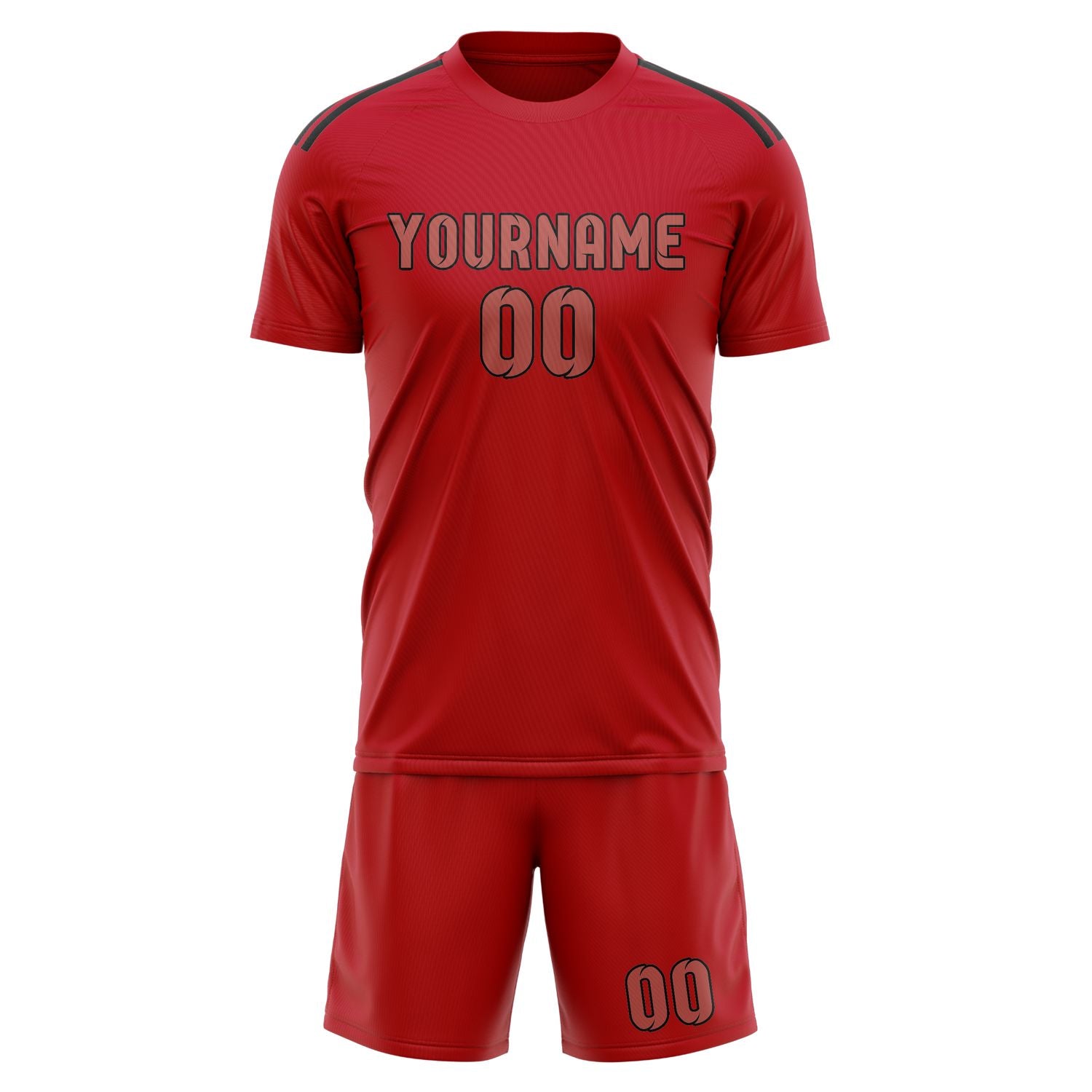 Maßgeschneidertes Professionelles Rot Kupferrose Fußballtrikot-Set