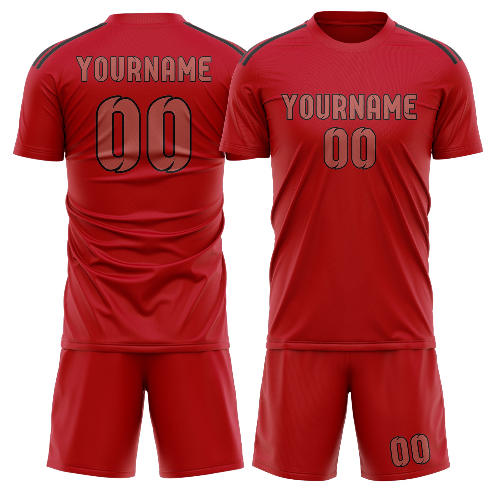 Maßgeschneidertes Professionelles Rot Kupferrose Fußballtrikot-Set