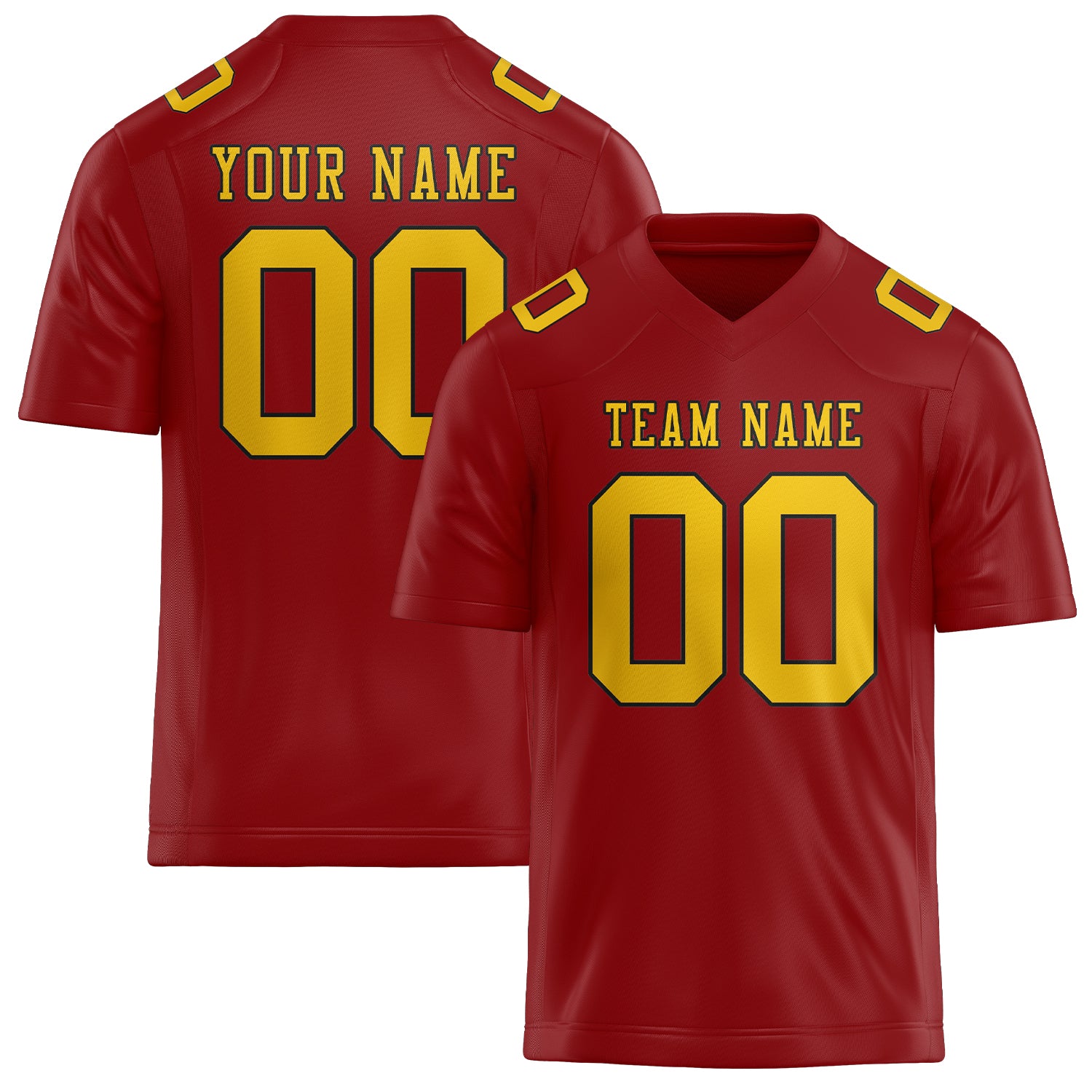 Maßgeschneidertes Professionelles Rot Gold Rugbytrikot
