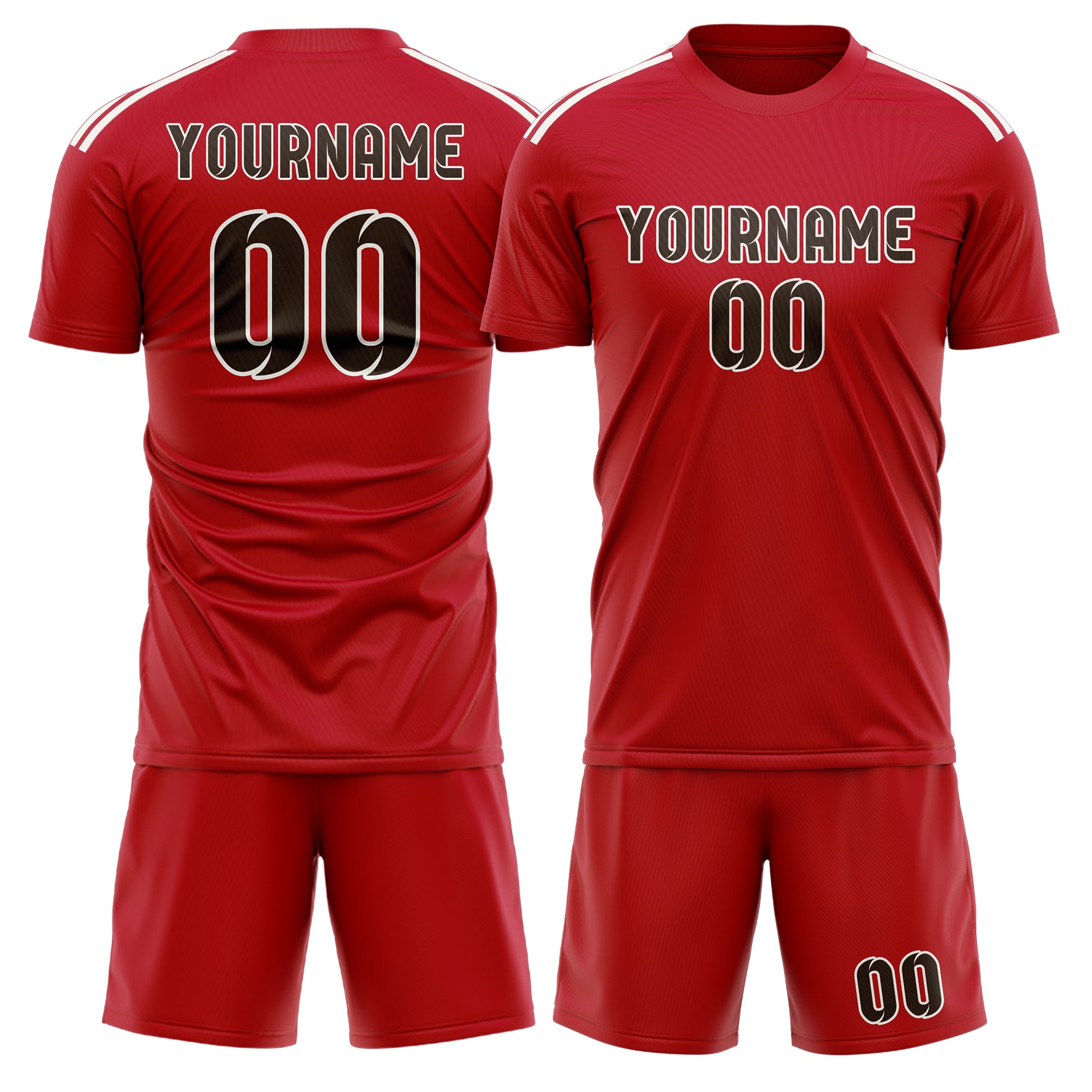 Maßgeschneidertes Professionelles Rot Braun Fußballtrikot-Set