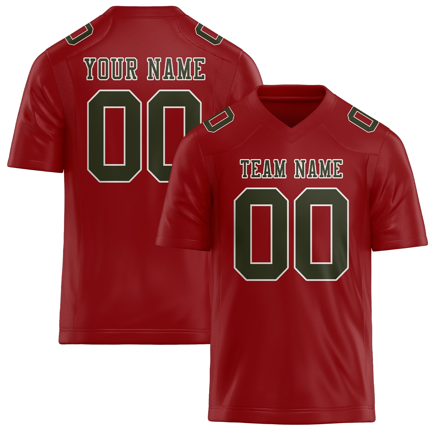 Maßgeschneidertes Professionelles Rot Dunkles Oliv Rugbytrikot
