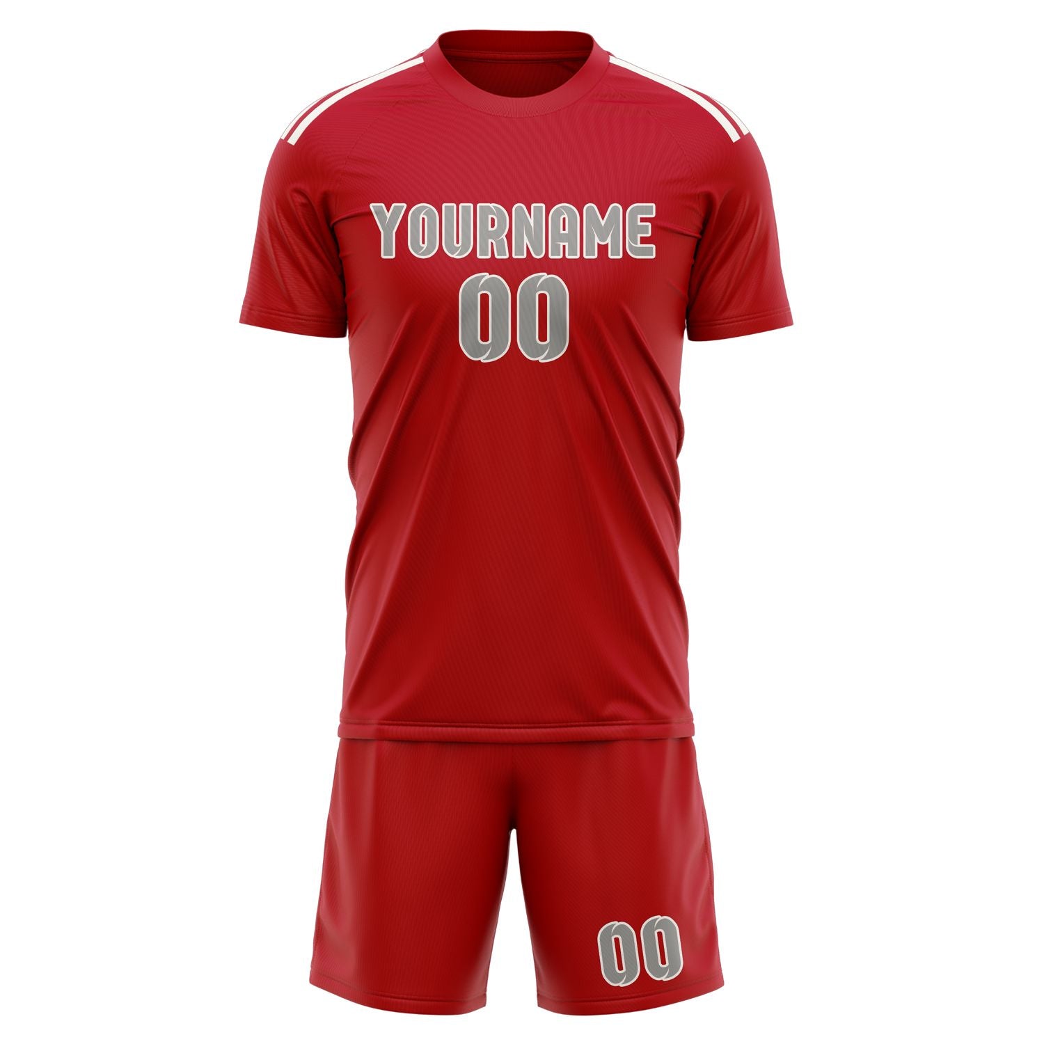 Maßgeschneidertes Professionelles Rot Grau Fußballtrikot-Set
