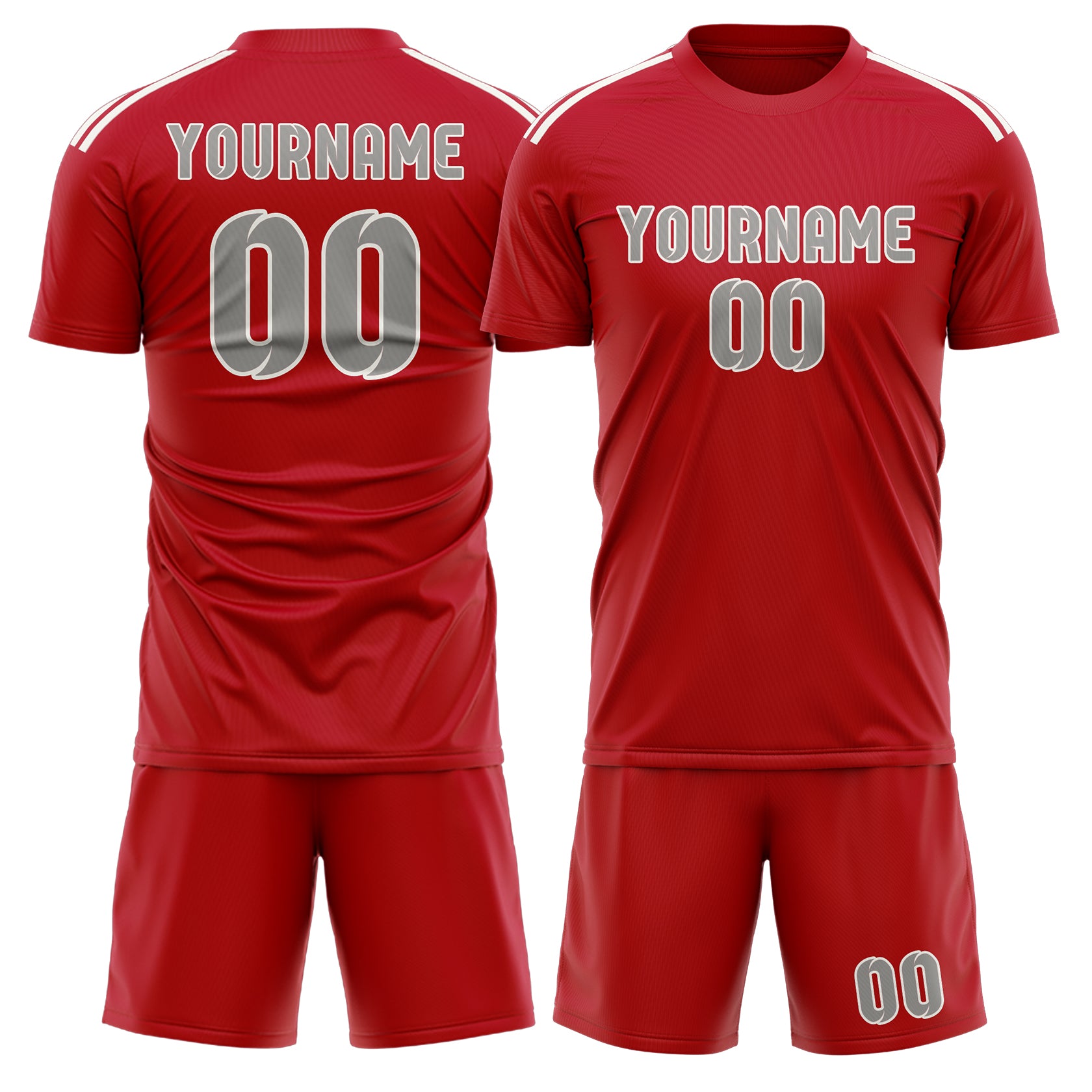 Maßgeschneidertes Professionelles Rot Grau Fußballtrikot-Set