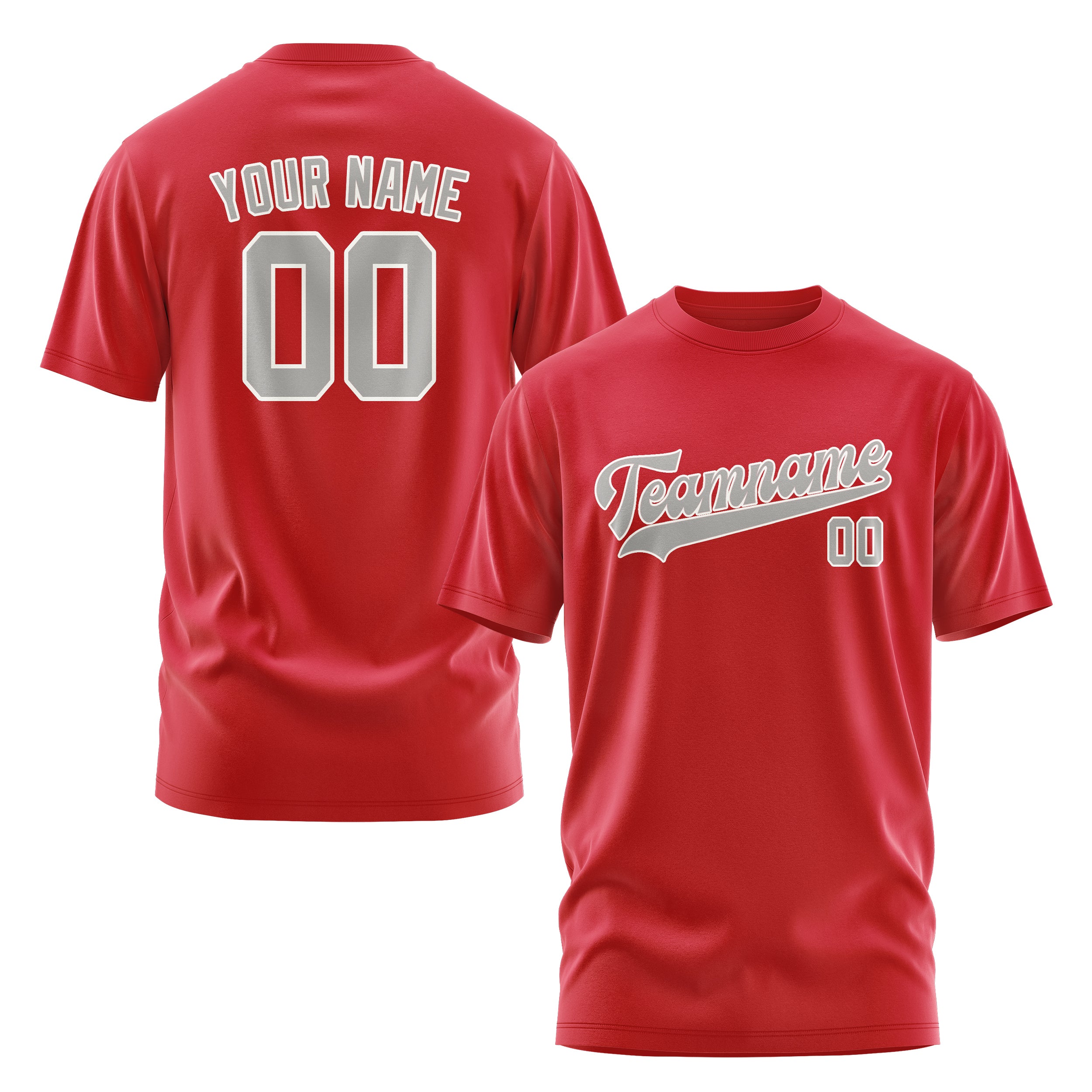 Maßgeschneidertes Rot Grau T-Shirt
