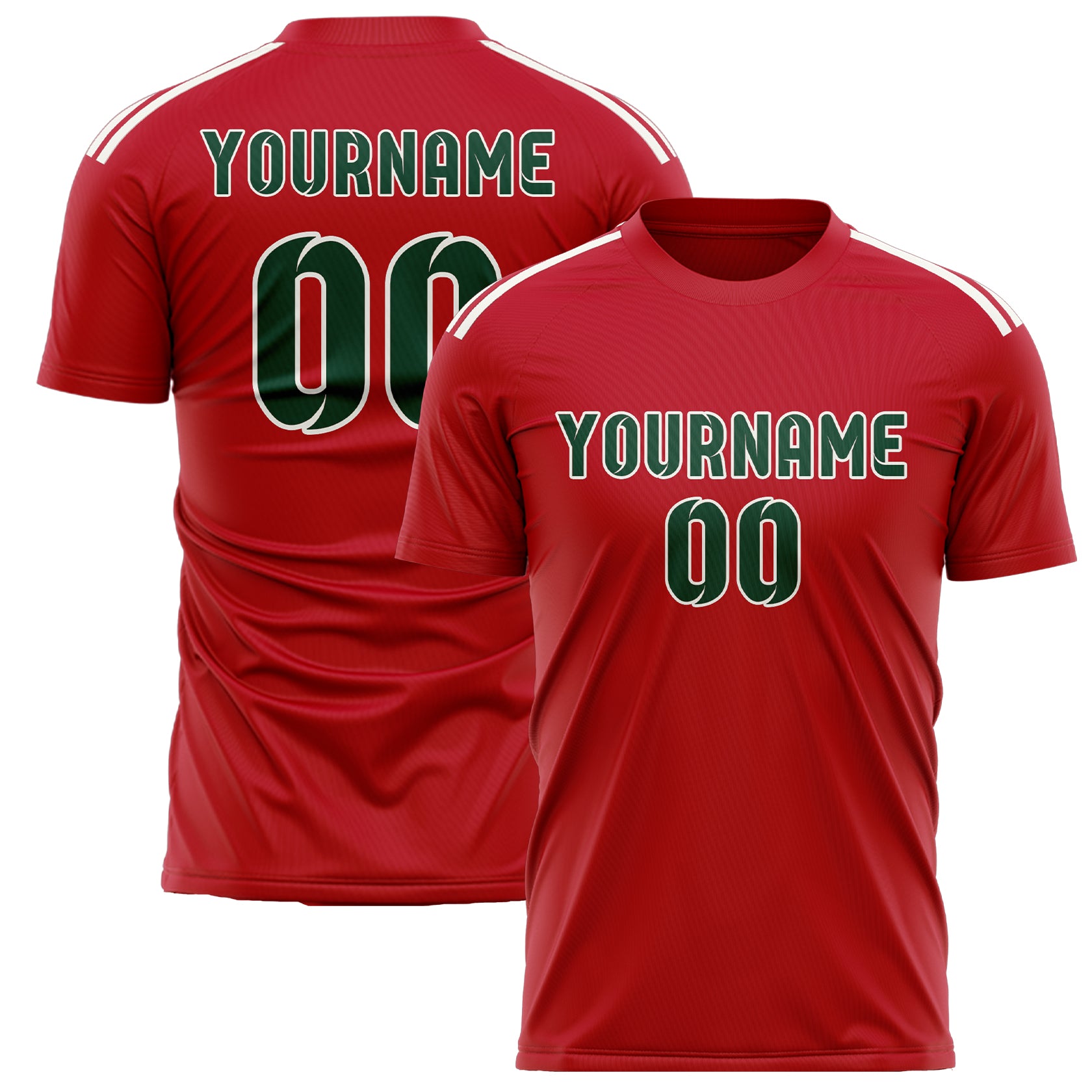 Benutzerdefiniertes Professionelles Rot Moosgrün Fußballtrikot