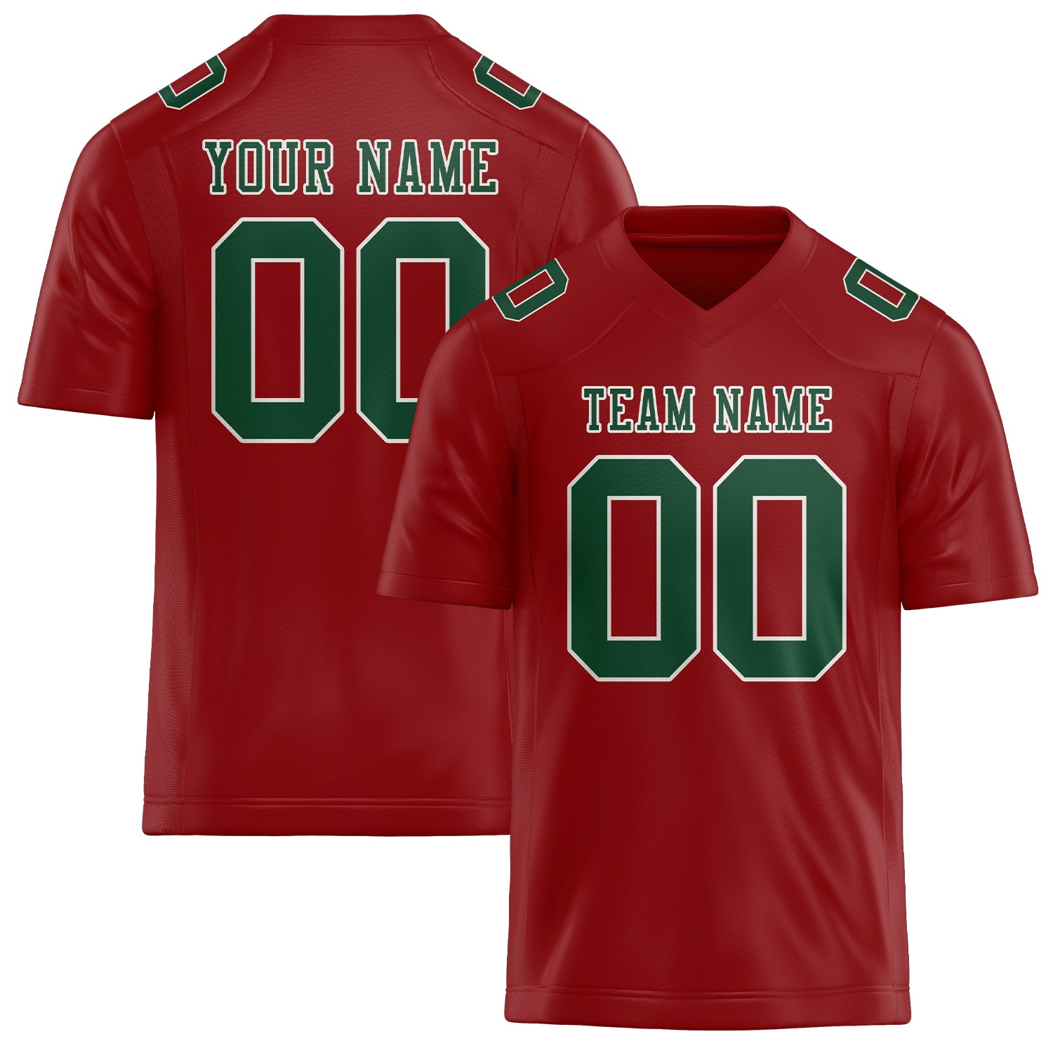 Maßgeschneidertes Professionelles Rot Moosgrün Rugbytrikot