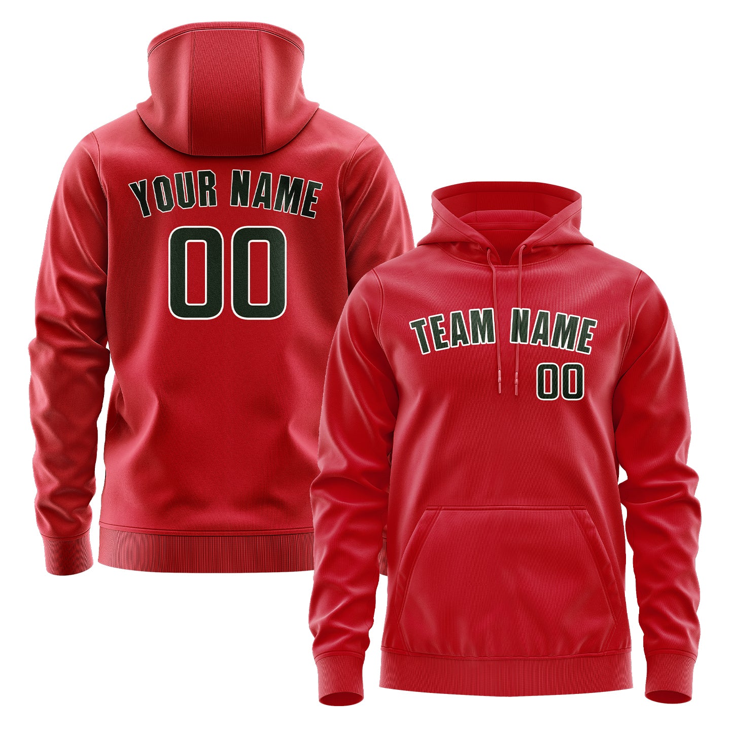 Maßgeschneidertes Rot Tannengrün Hoodie