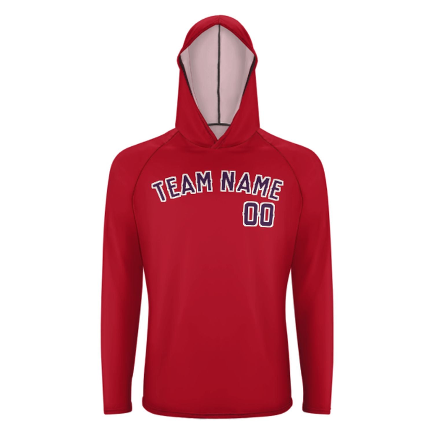 Maßgeschneidertes Rot Lila UV-Hoodie
