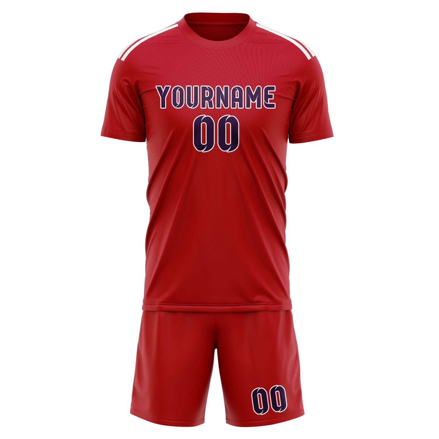 Maßgeschneidertes Professionelles Rot Lila Fußballtrikot-Set