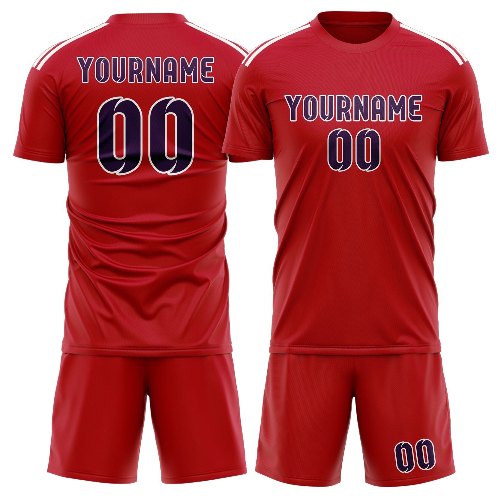 Maßgeschneidertes Professionelles Rot Lila Fußballtrikot-Set