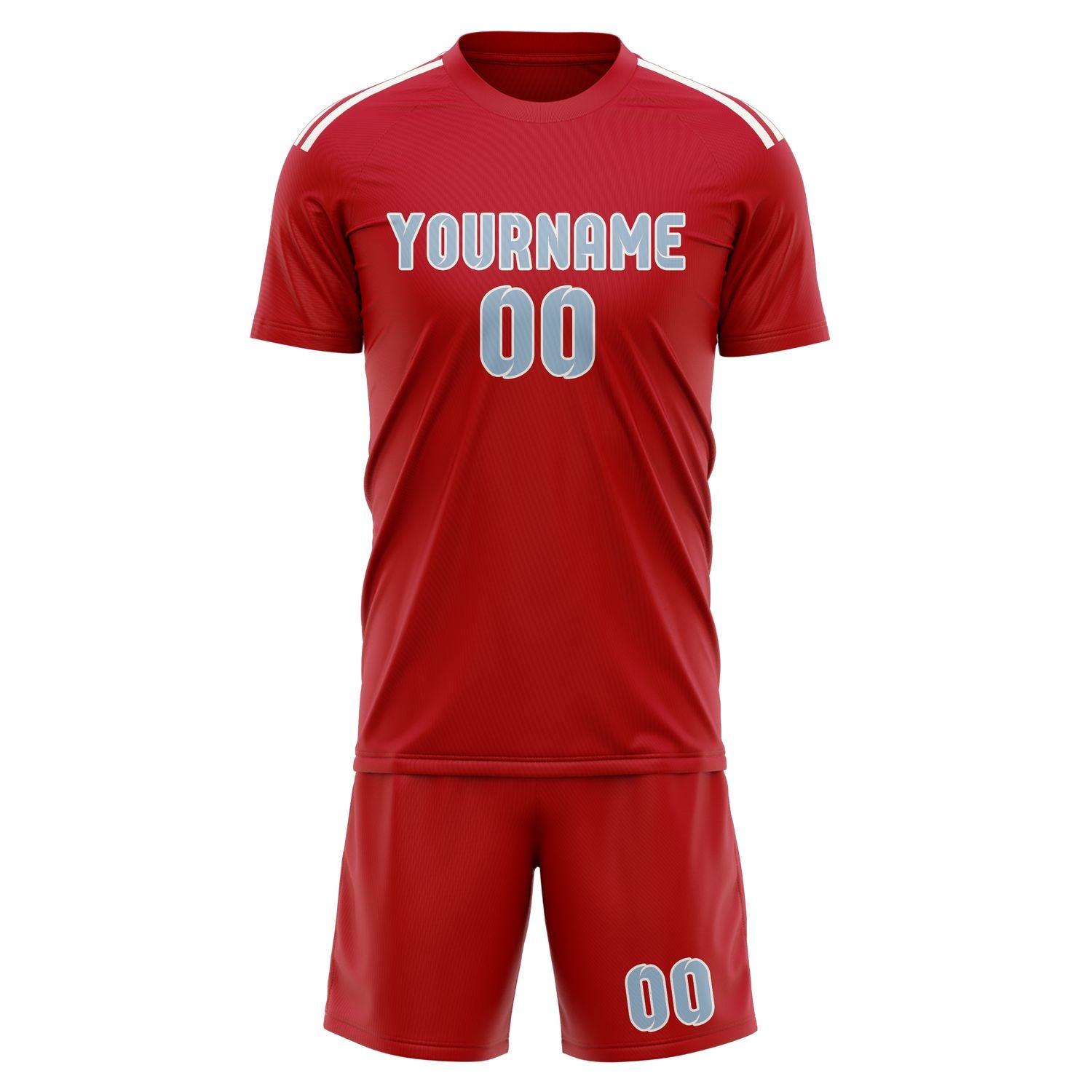 Maßgeschneidertes Professionelles Rot Hellblau Fußballtrikot-Set
