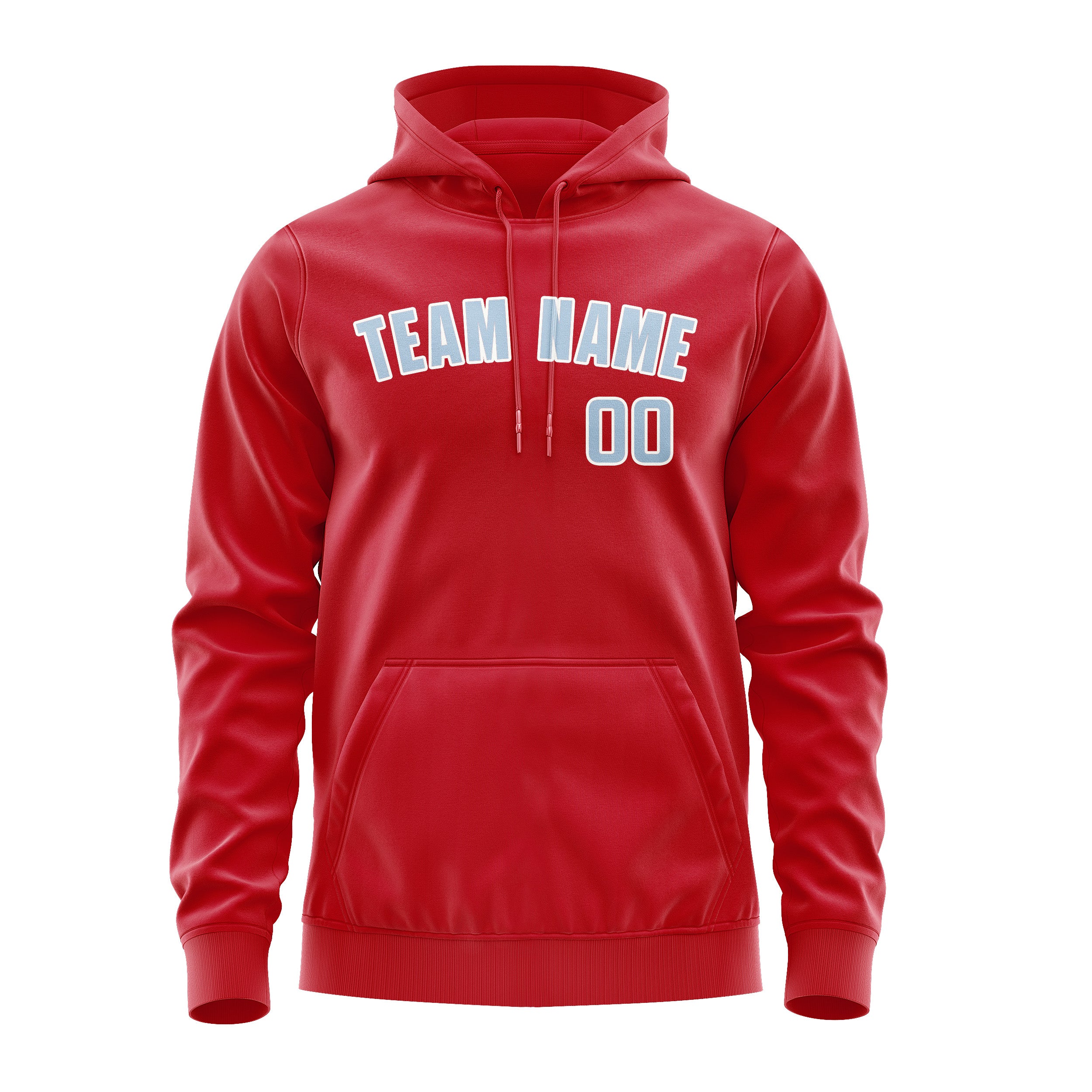 Maßgeschneidertes Rot Hellblau Hoodie