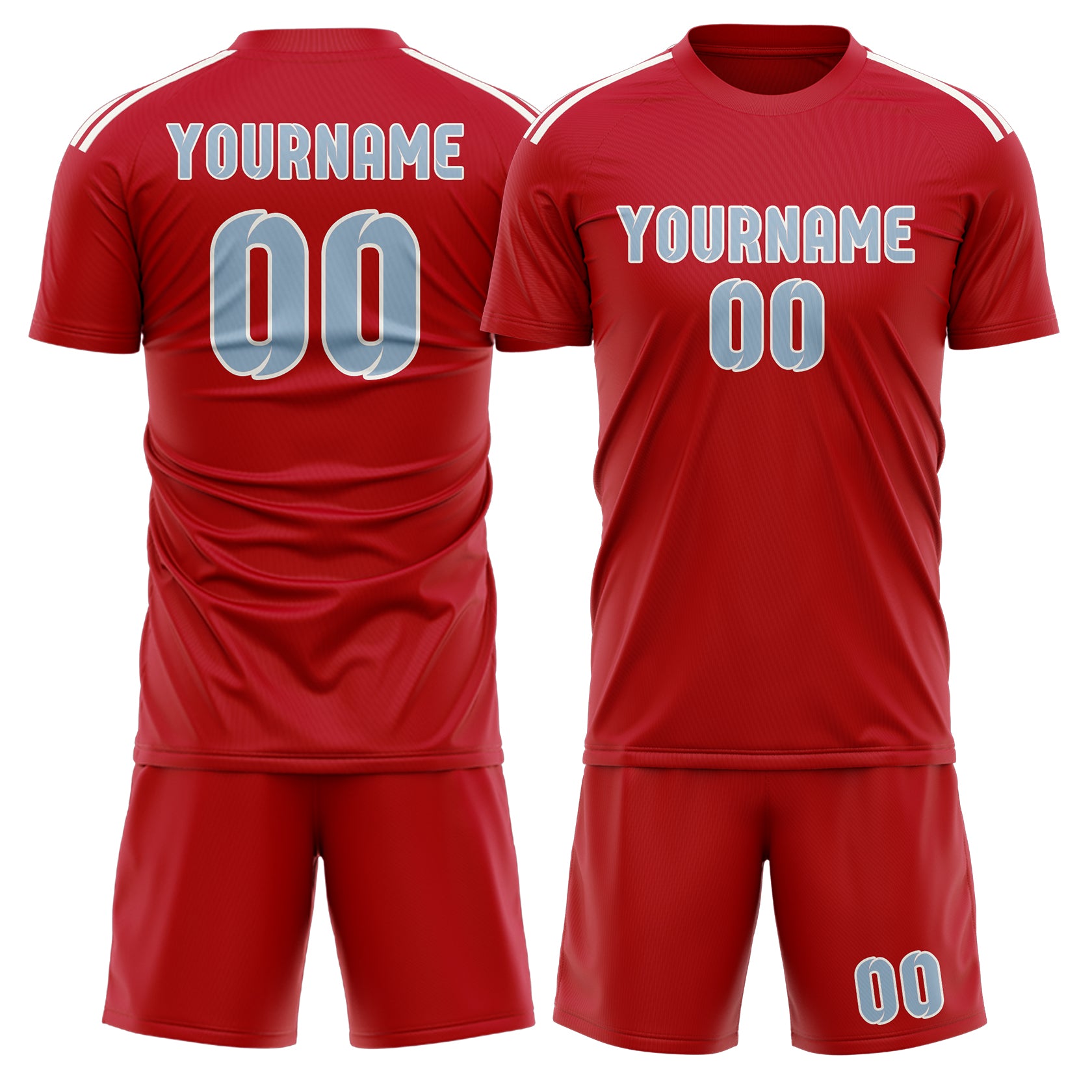 Maßgeschneidertes Professionelles Rot Hellblau Fußballtrikot-Set