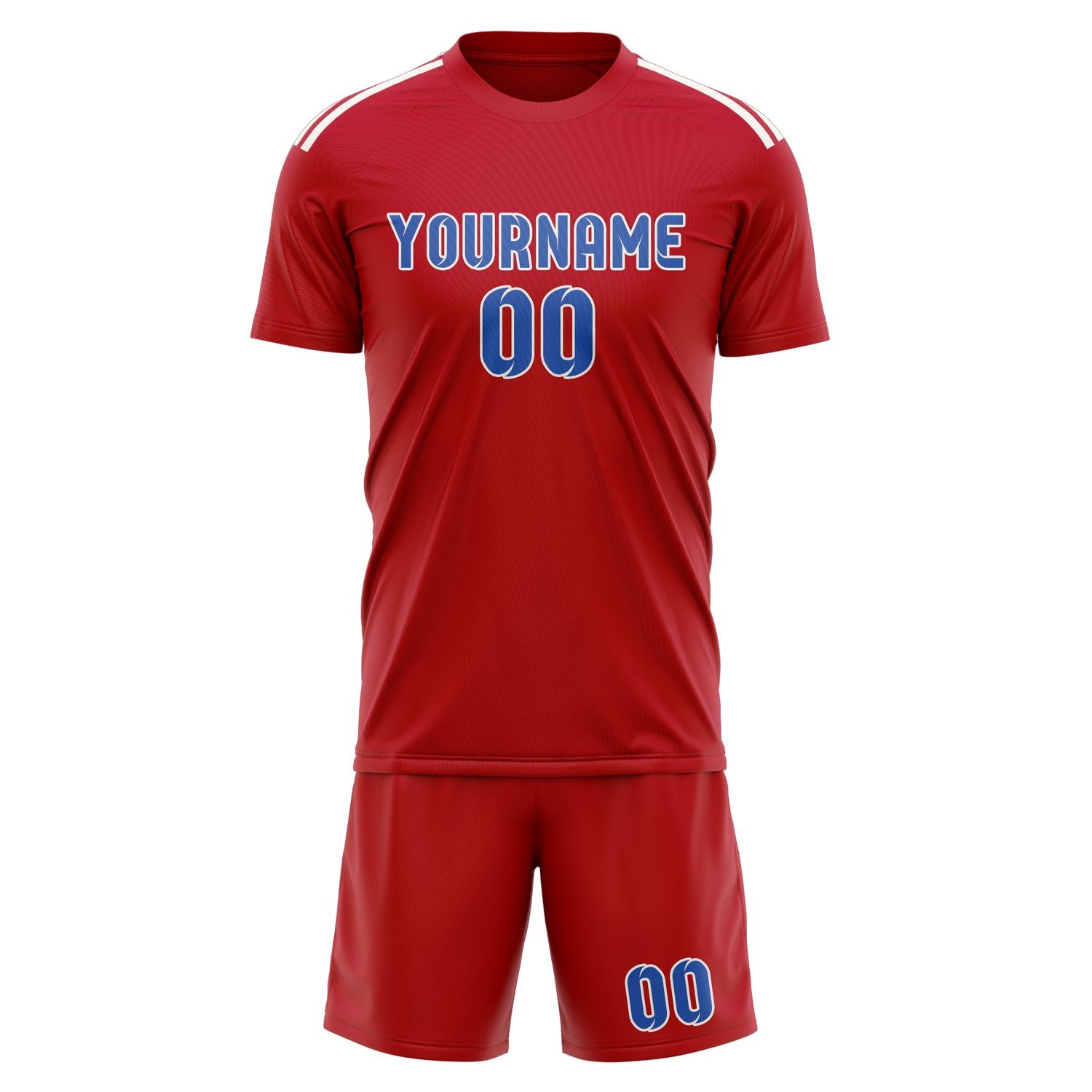 Maßgeschneidertes Professionelles Rot Himmelblau Fußballtrikot-Set