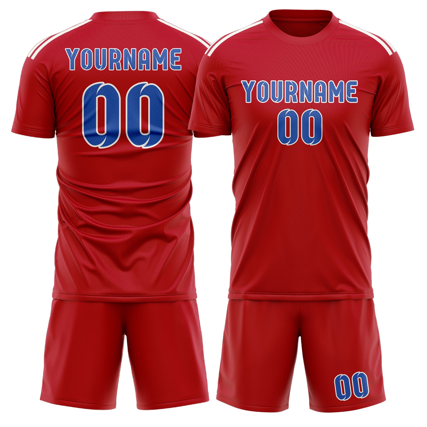 Maßgeschneidertes Professionelles Rot Himmelblau Fußballtrikot-Set