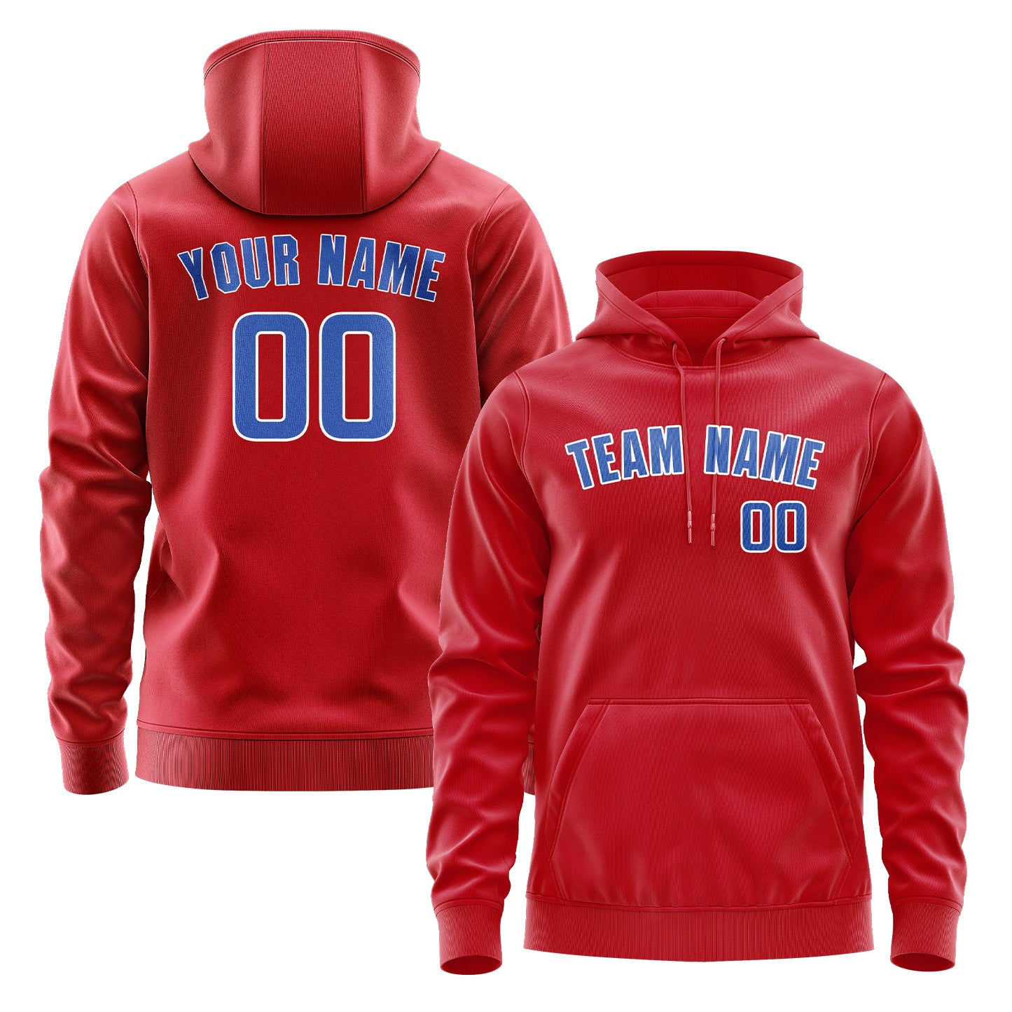 Maßgeschneidertes Rot Himmelblau Hoodie