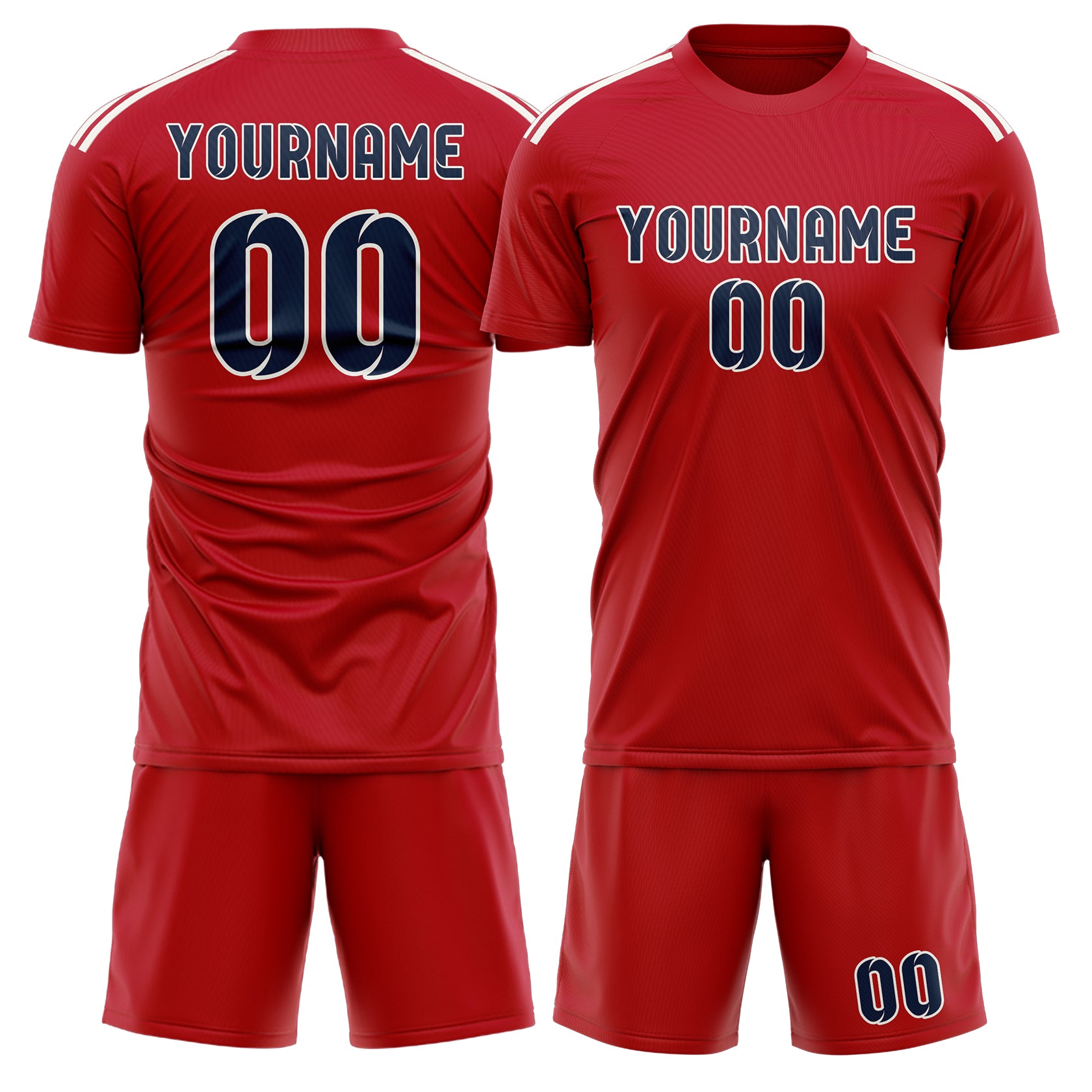 Maßgeschneidertes Professionelles Rot Marineblau Fußballtrikot-Set