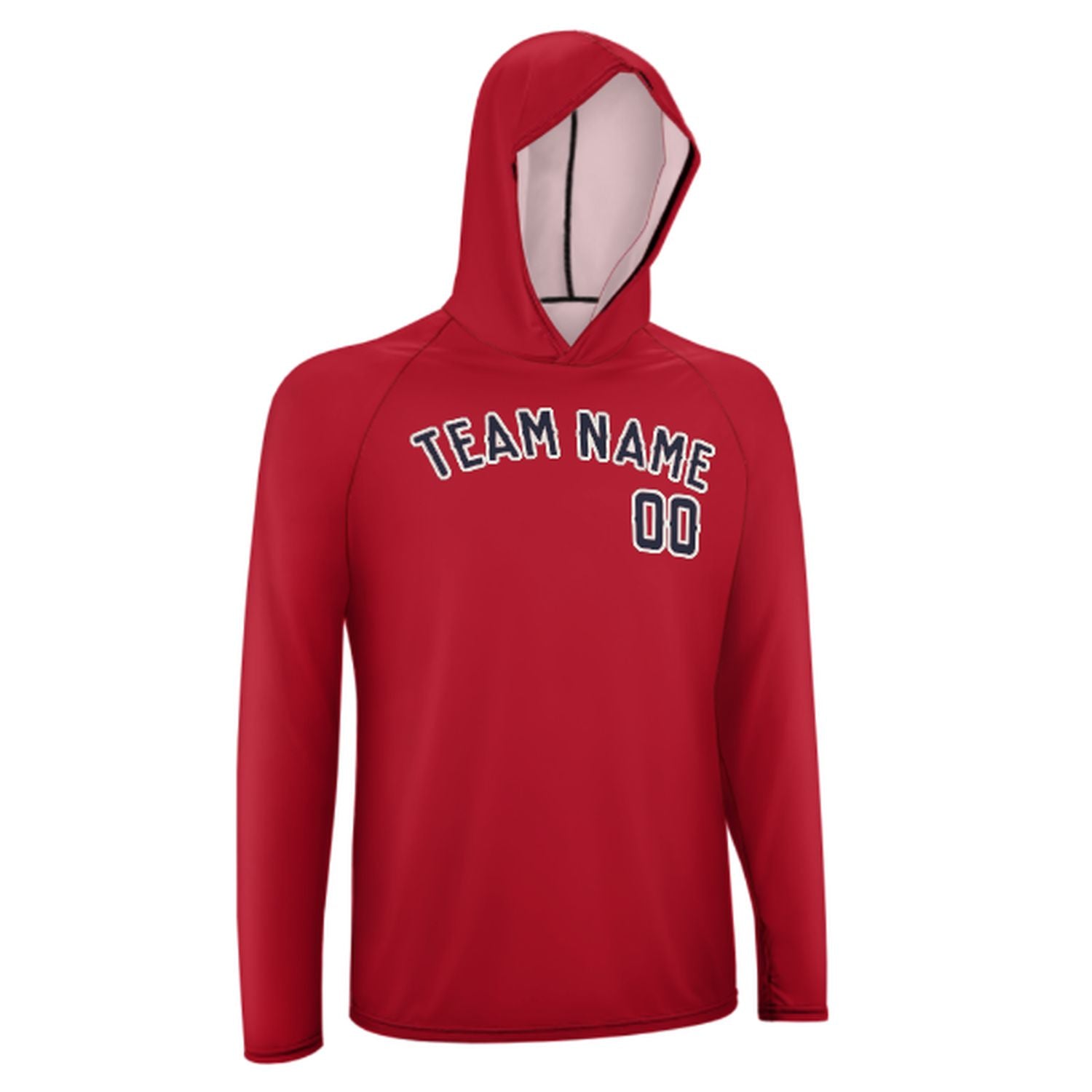 Maßgeschneidertes Rot Stahlblau UV-Hoodie