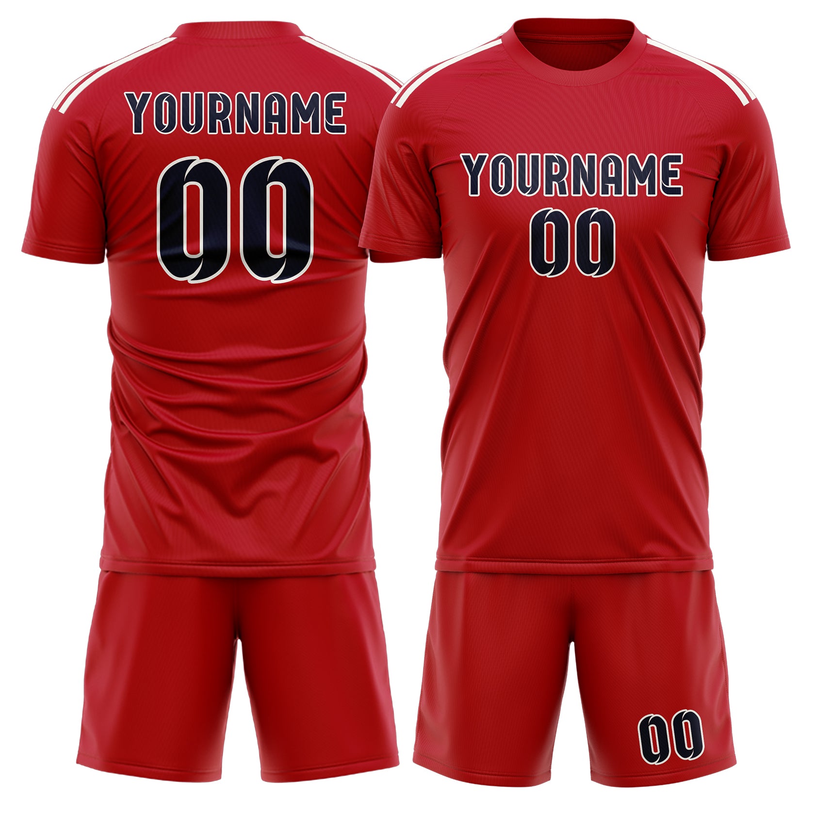 Maßgeschneidertes Professionelles Rot Stahlblau Fußballtrikot-Set