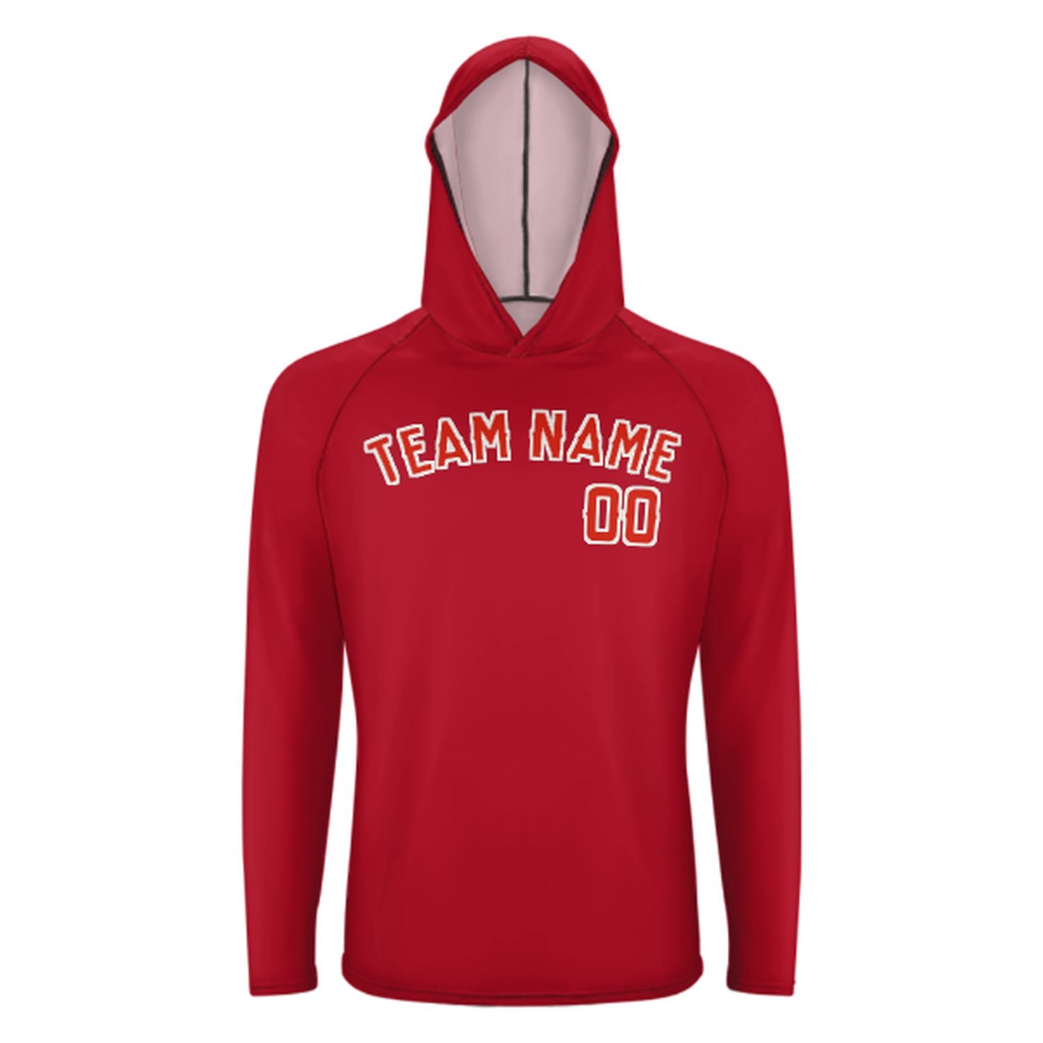 Maßgeschneidertes Rot Orangerot UV-Hoodie