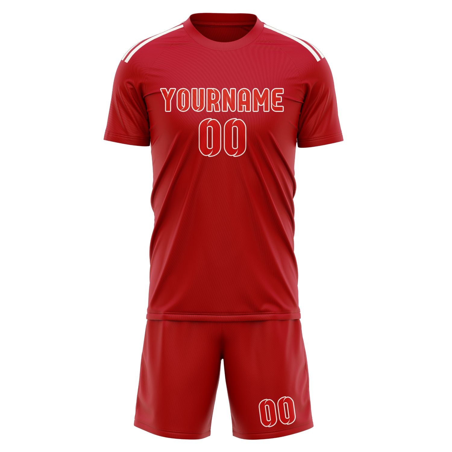 Maßgeschneidertes Professionelles Rot Orangerot Fußballtrikot-Set