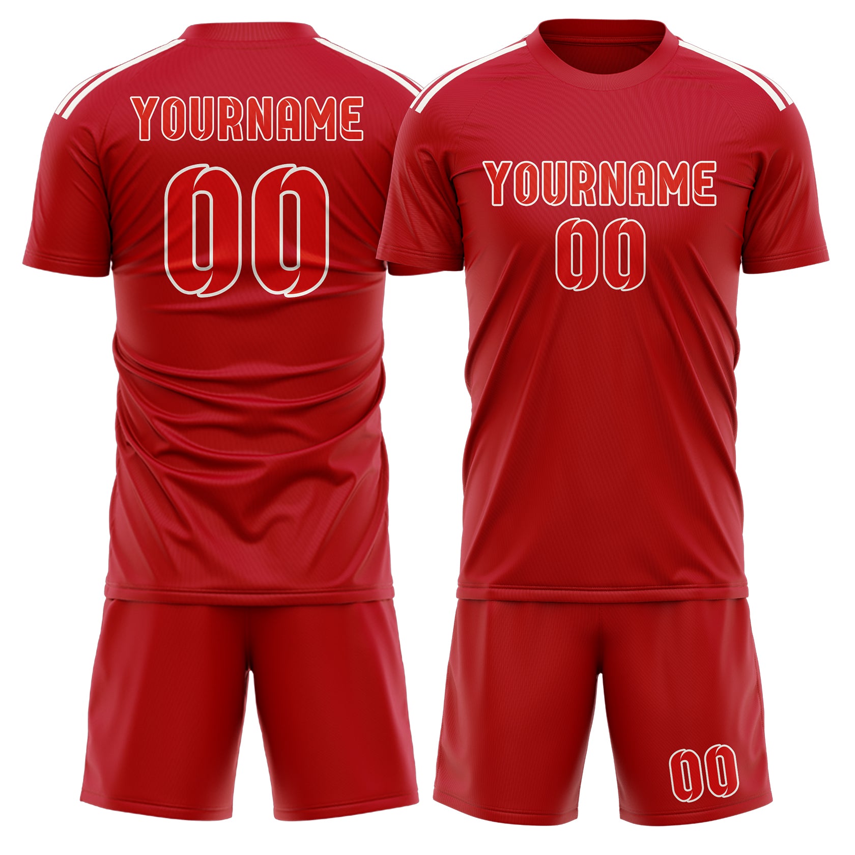 Maßgeschneidertes Professionelles Rot Orangerot Fußballtrikot-Set