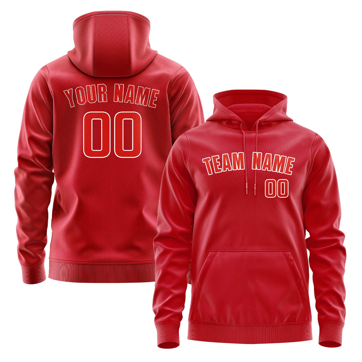 Maßgeschneidertes Rot Orangerot Hoodie
