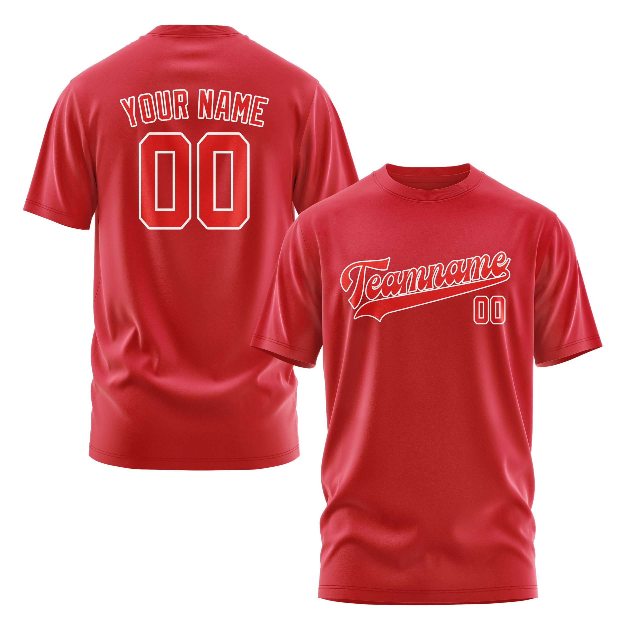 Maßgeschneidertes Rot Orangerot T-Shirt