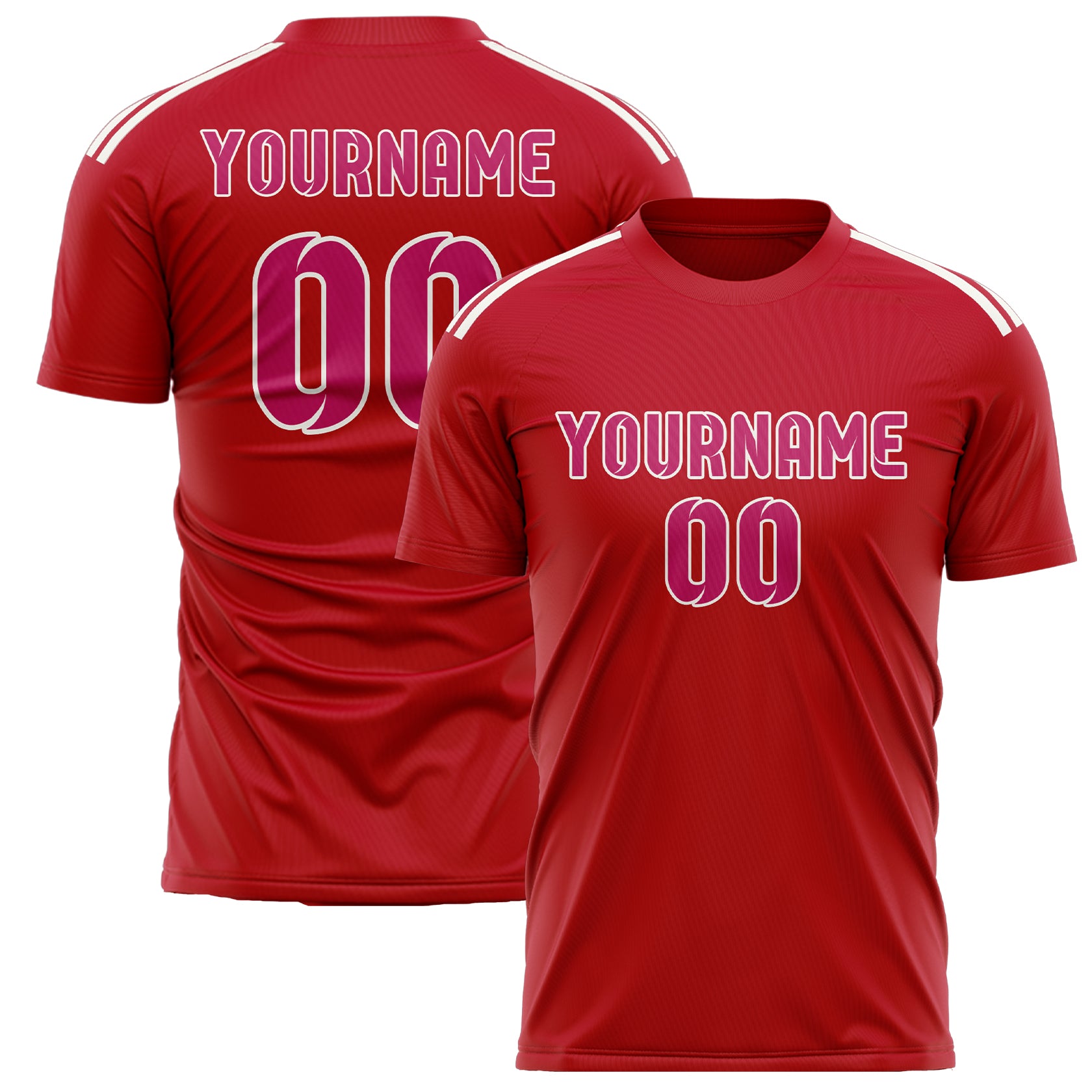 Benutzerdefiniertes Professionelles Rot Rosarot Fußballtrikot
