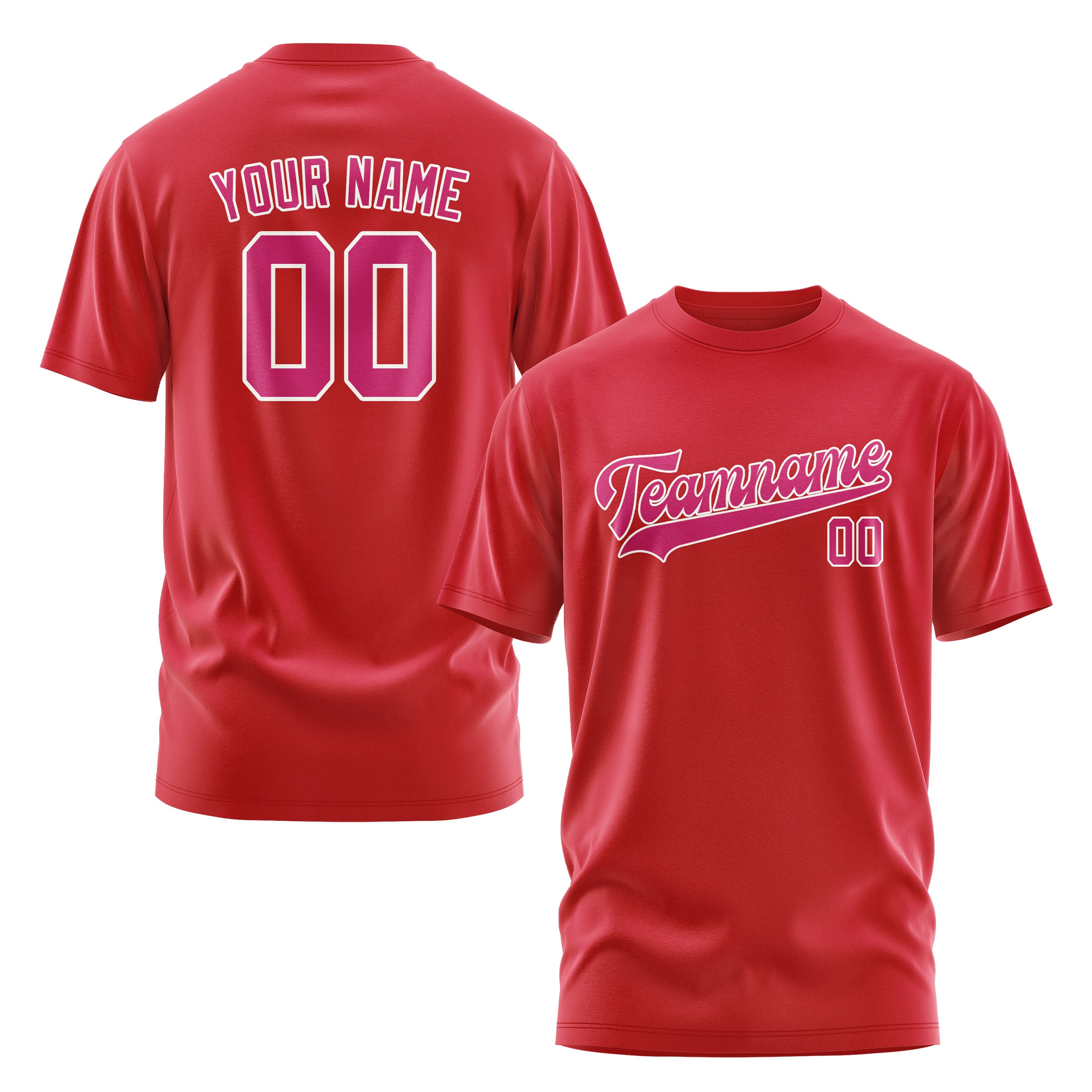 Maßgeschneidertes Rot Rosarot T-Shirt