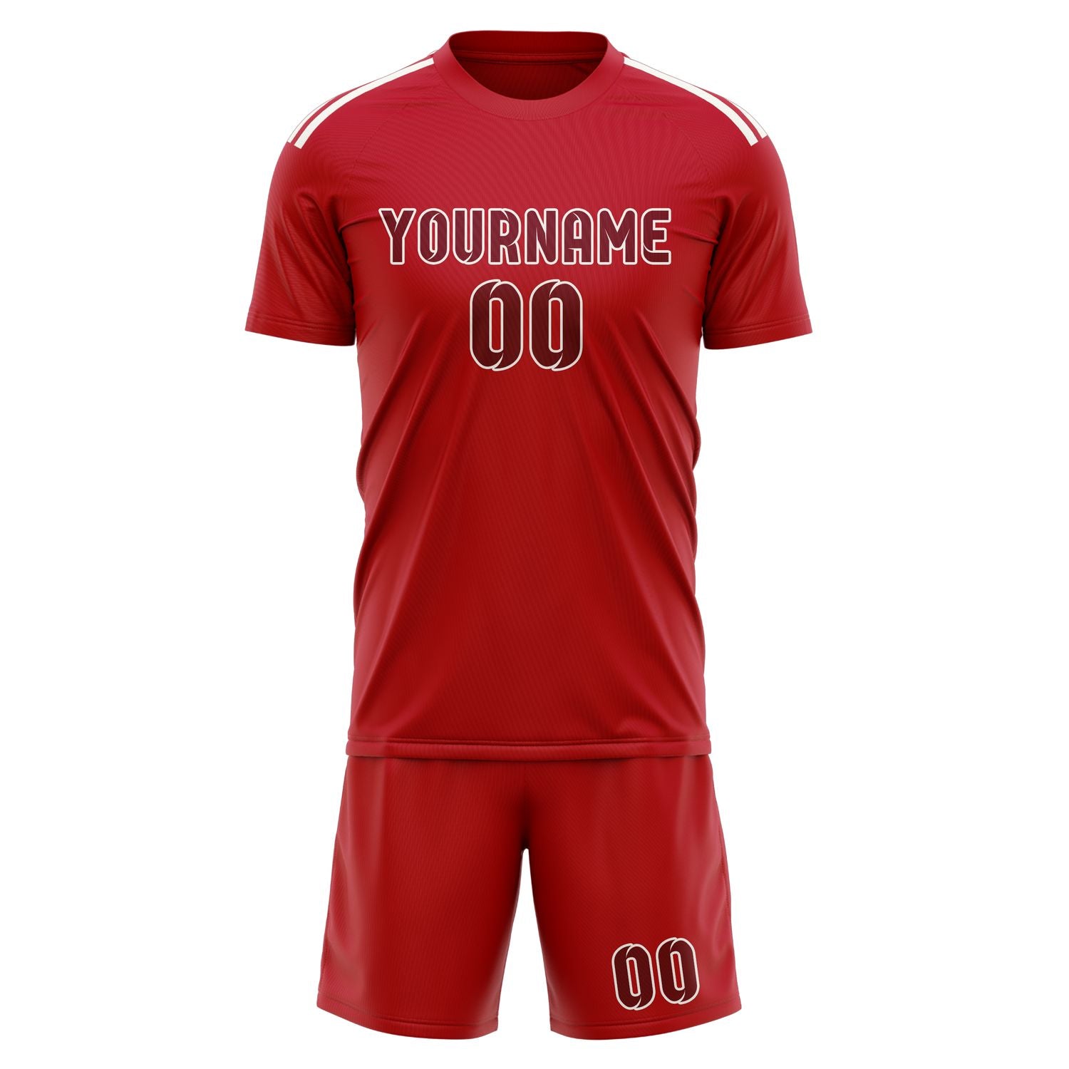 Maßgeschneidertes Professionelles Rot Karmesinrot Fußballtrikot-Set